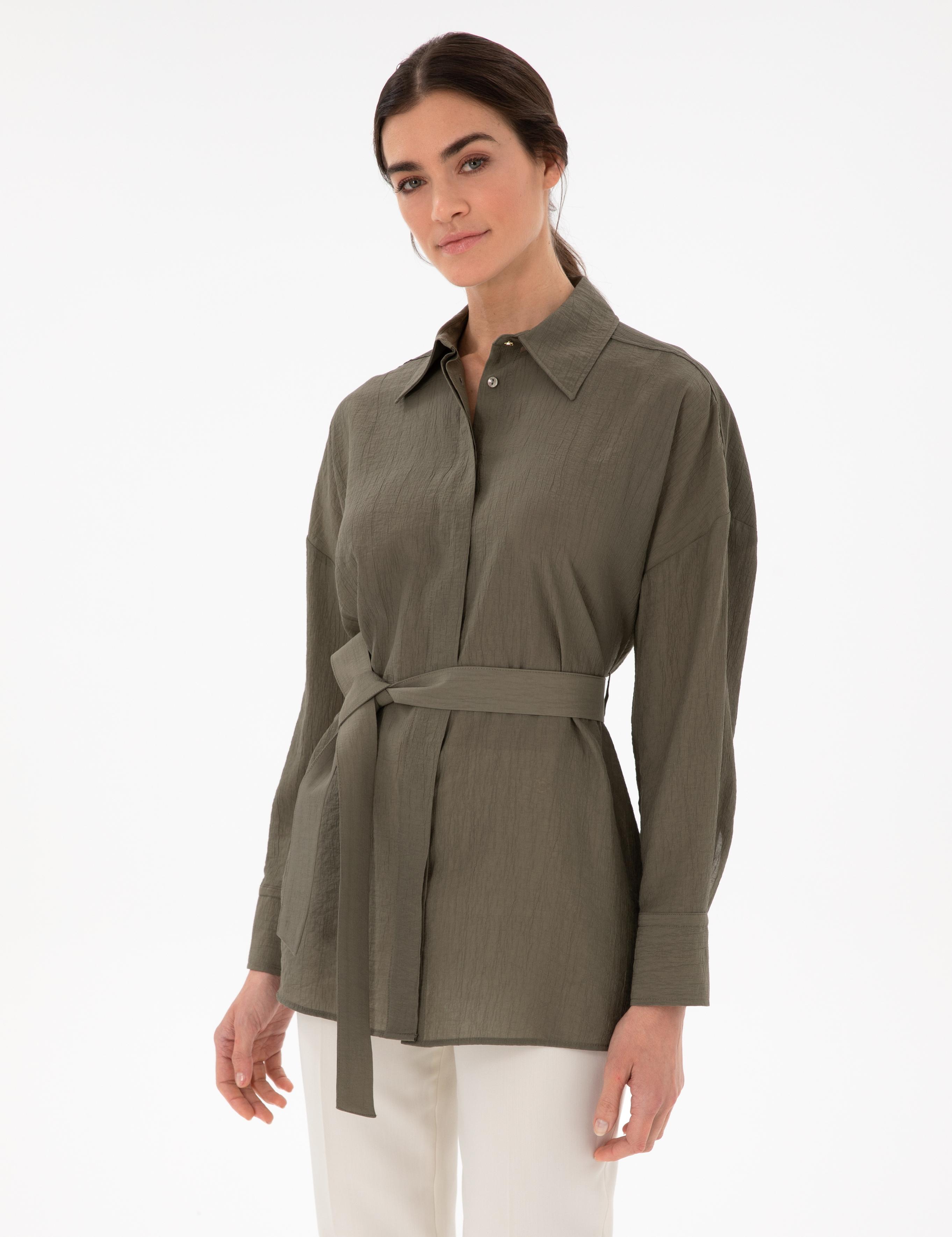 Haki Oversize Uzun Kollu Gömlek