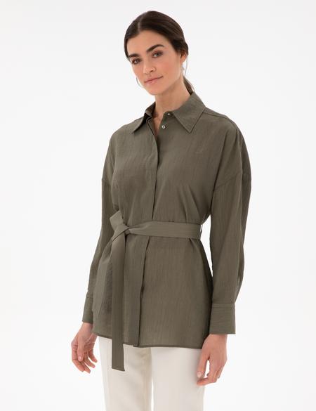 Haki Oversize Uzun Kollu Gömlek - 50306501008