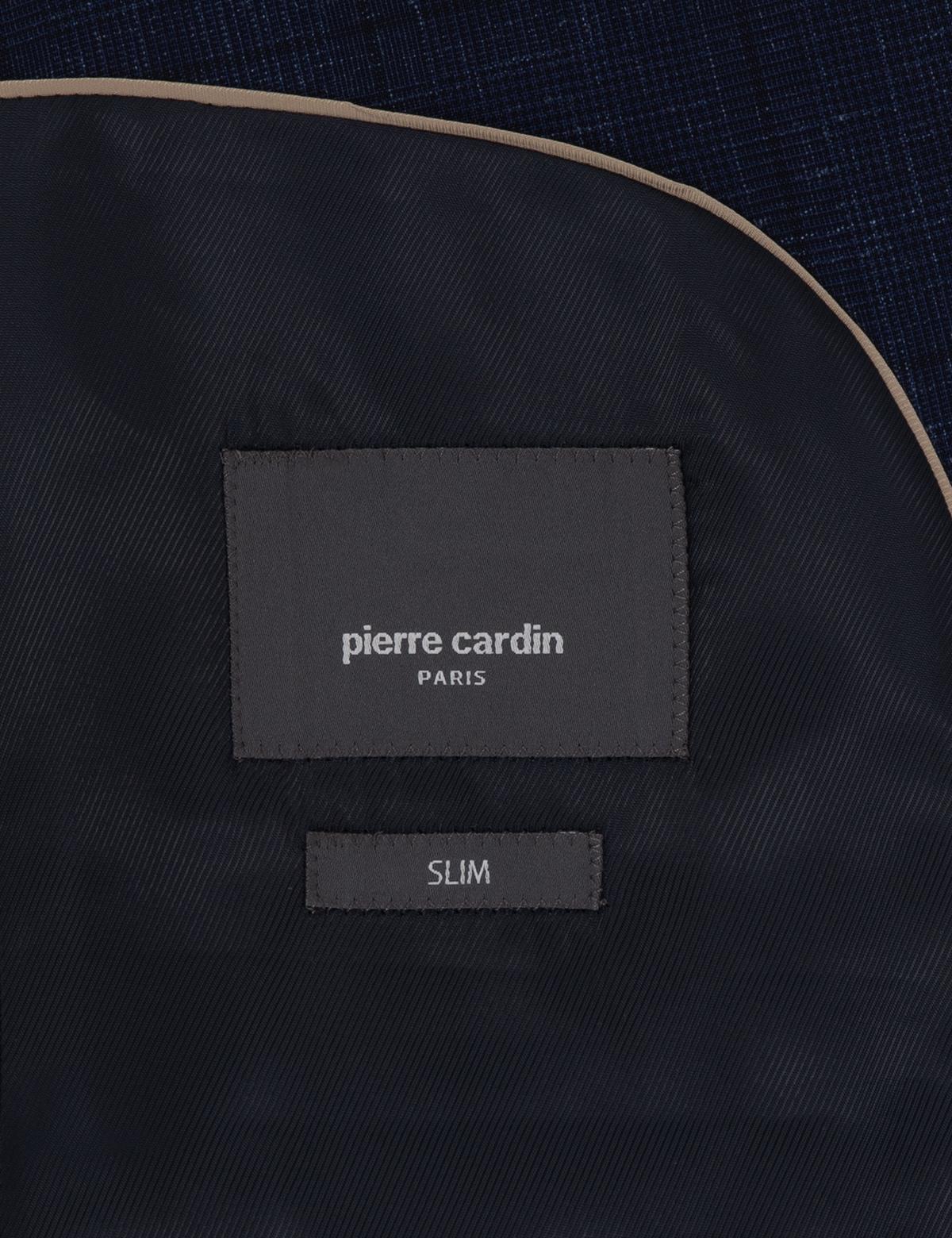 Lacivert Slim Fit Yün Keten Karışımlı Takım Elbise - 50302242062