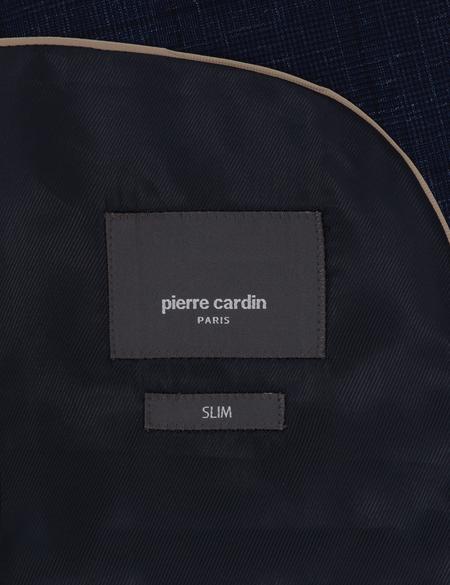 Lacivert Slim Fit Yün Keten Karışımlı Takım Elbise - 50302242062