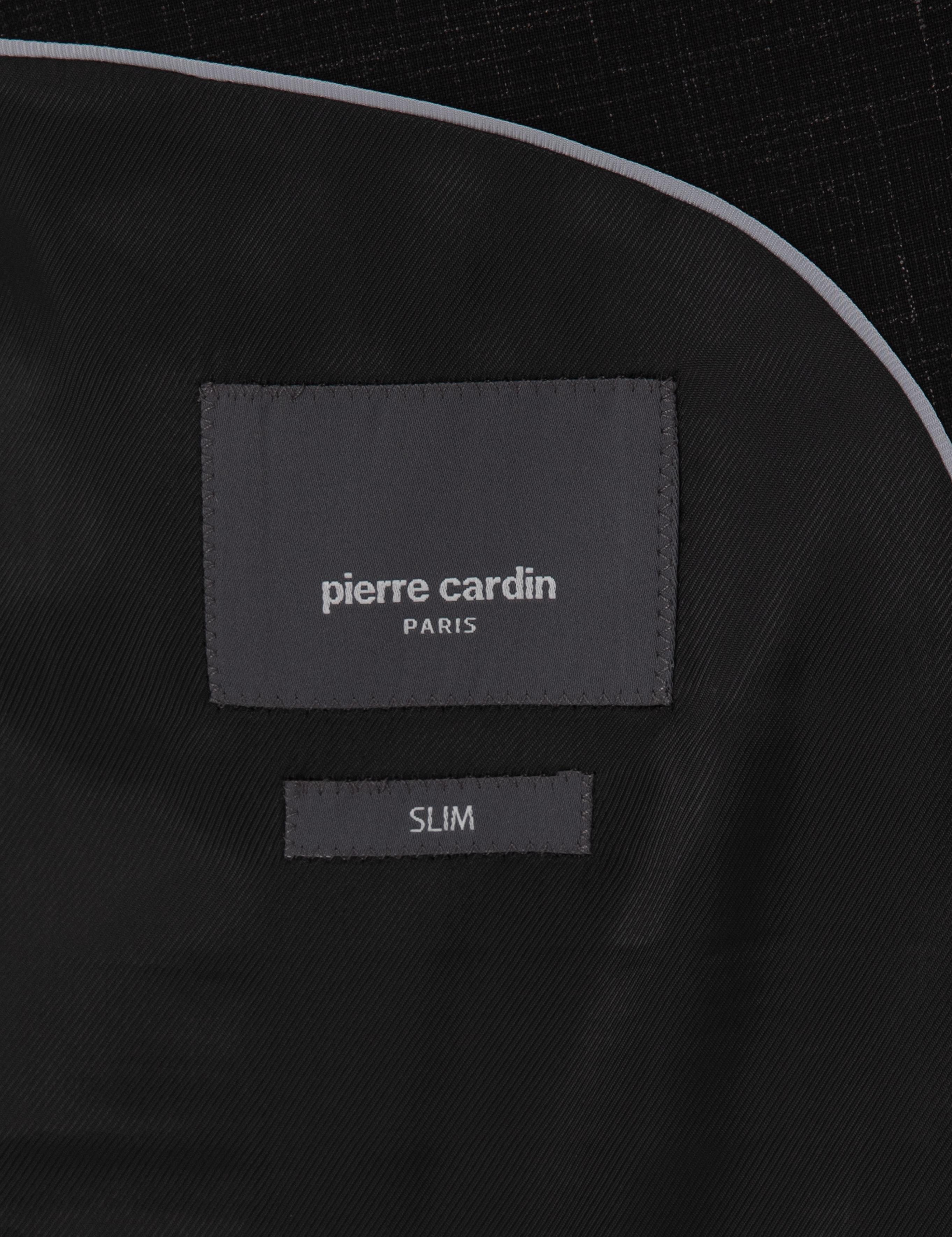 Siyah Slim Fit Yün Keten Karışımlı Takım Elbise