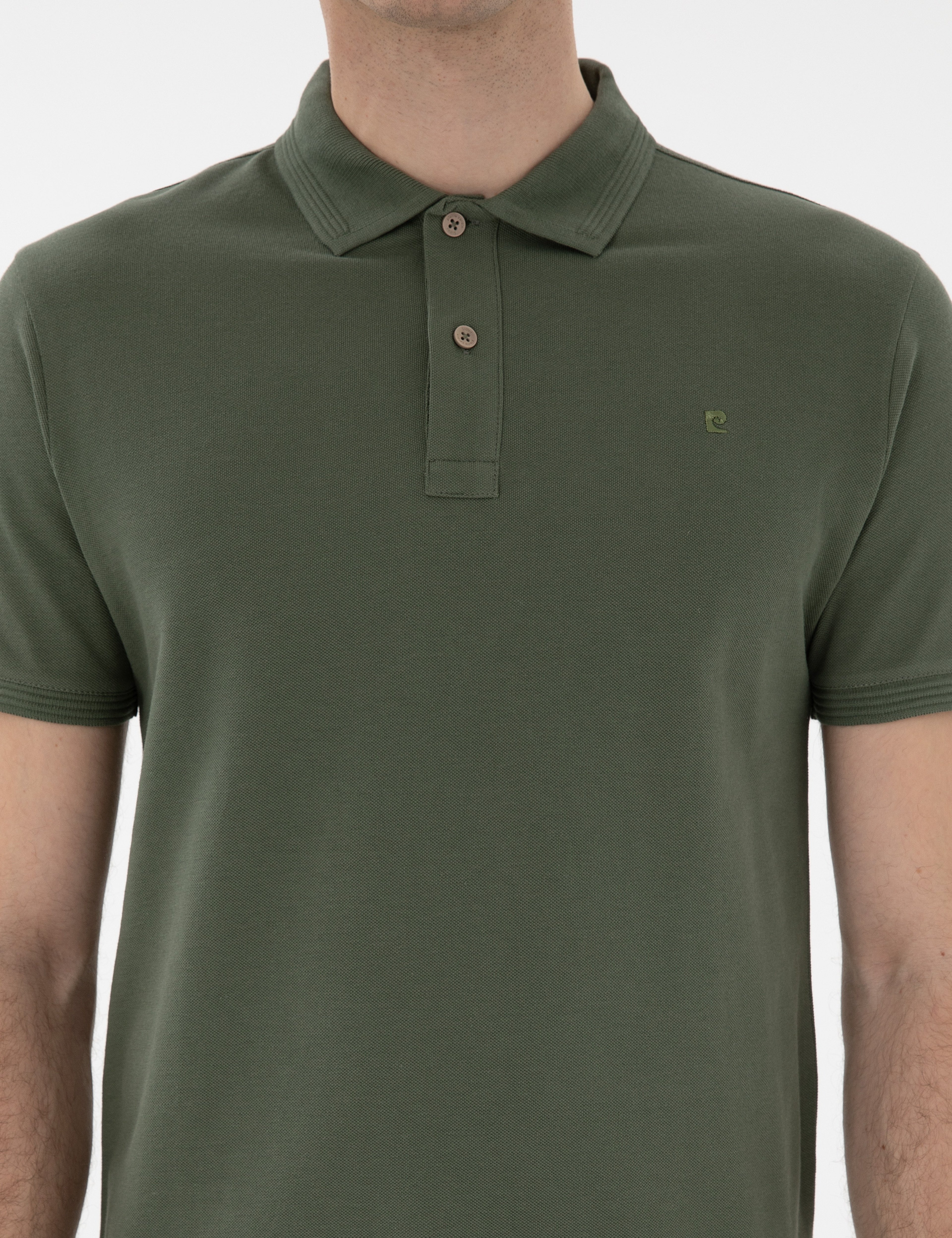 Haki Slim Fit Kıvrılmaz Polo Yaka Basic Tişört - Image 6