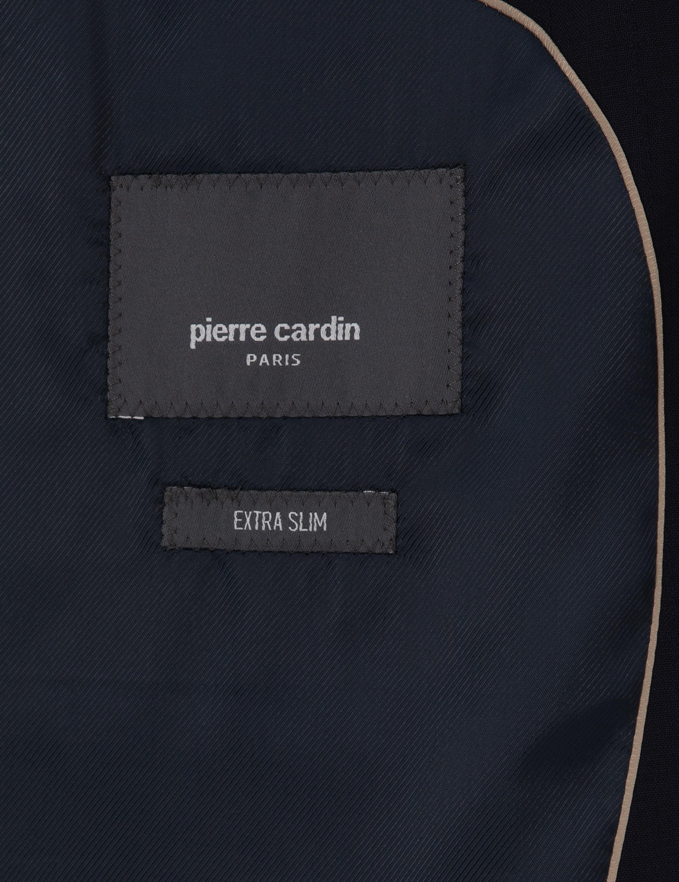 Lacivert Ex. Slim Fit Çizgili Yünlü Takım Elbise