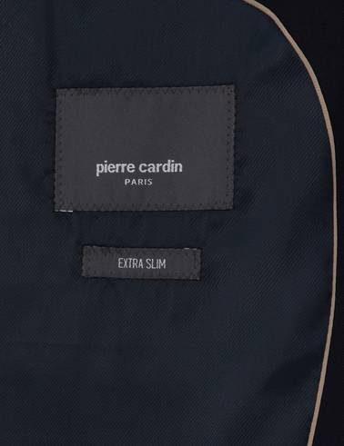 Lacivert Ex. Slim Fit Çizgili Yünlü Takım Elbise