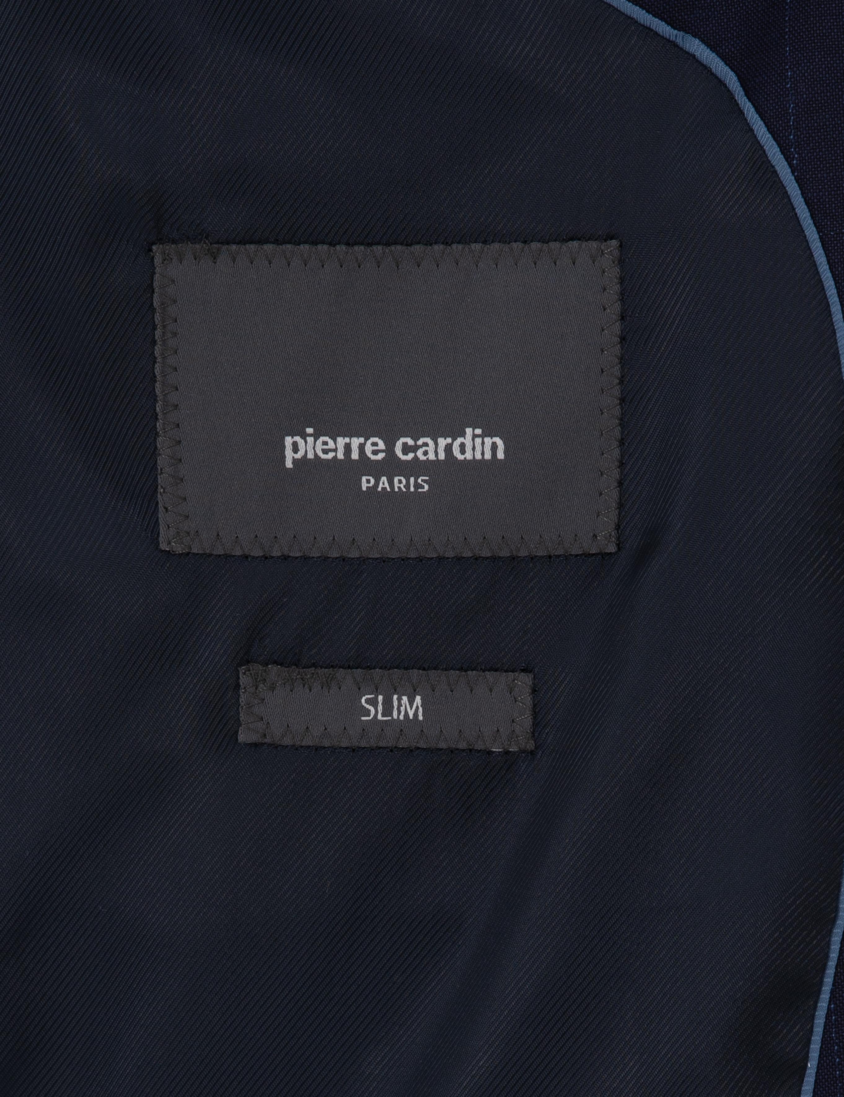 Lacivert Slim Fit %100 Yün Ekose Takım Elbise