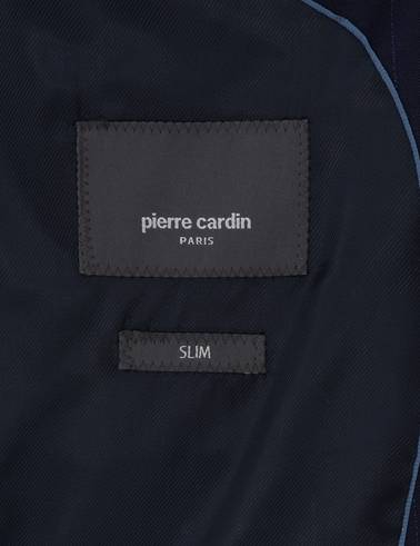 Lacivert Slim Fit %100 Yün Ekose Takım Elbise