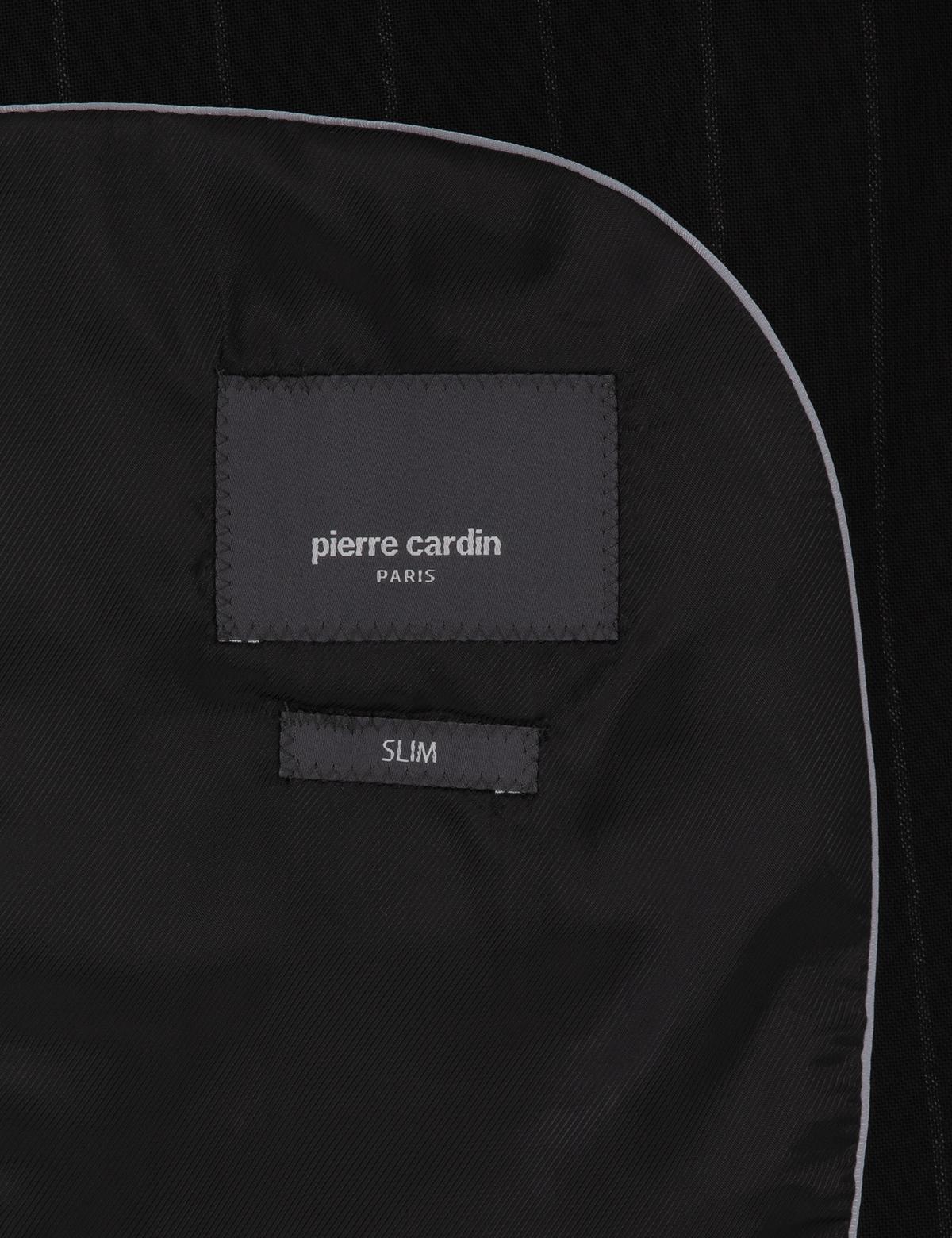 Siyah Slim Fit Çizgili Yün Takım Elbise - 50302430044