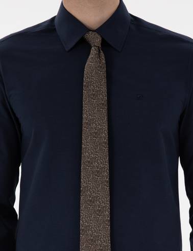 Lacivert Slim Fit Uzun Kollu Klasik Basic Gömlek
