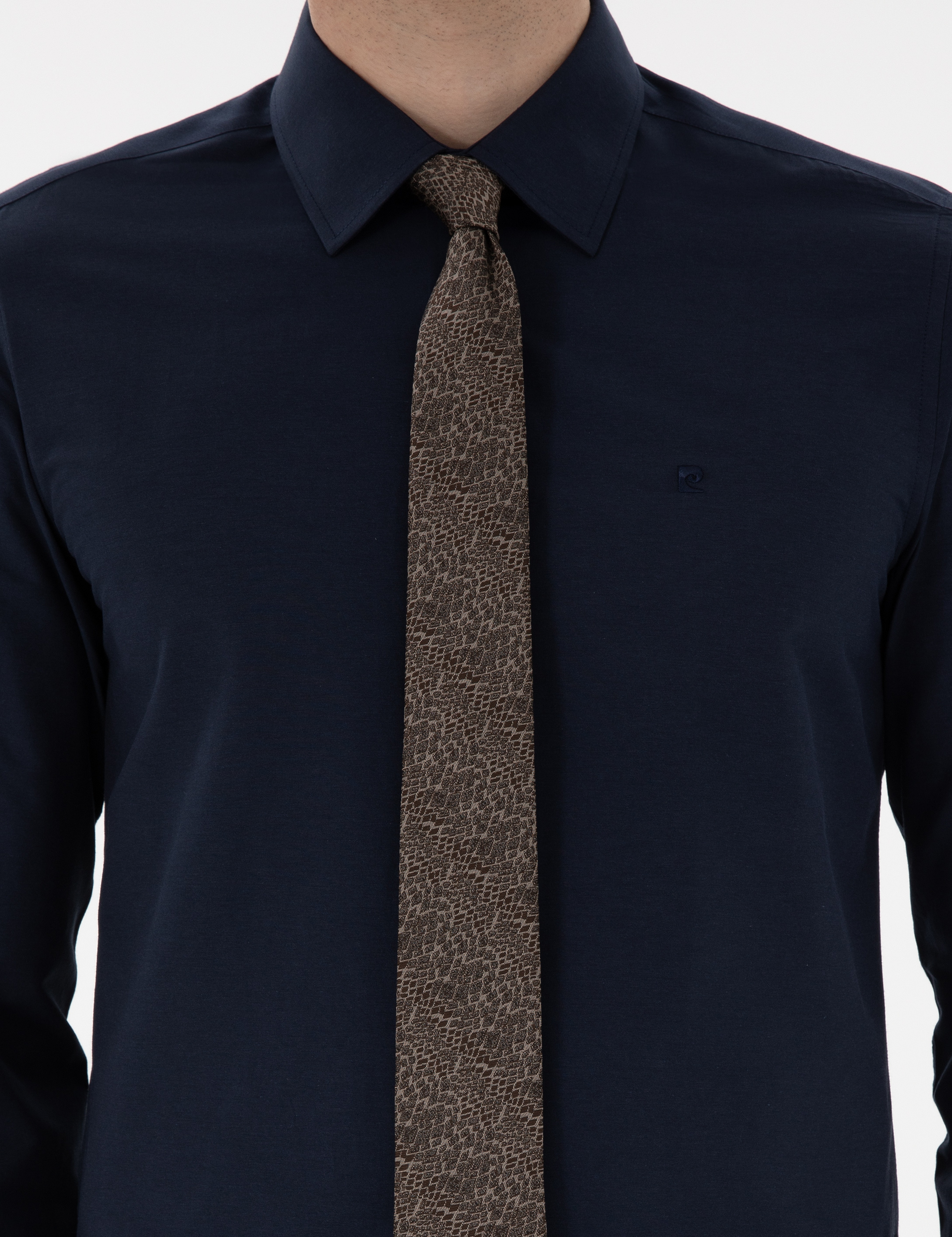 Lacivert Slim Fit Uzun Kollu Klasik Basic Gömlek - Image 6