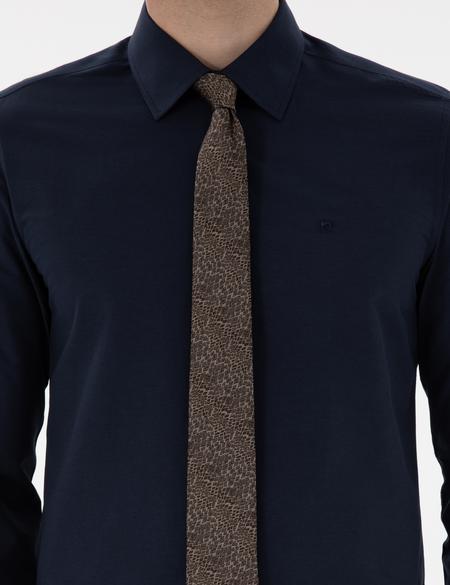 Lacivert Slim Fit Uzun Kollu Klasik Basic Gömlek - 50302991043