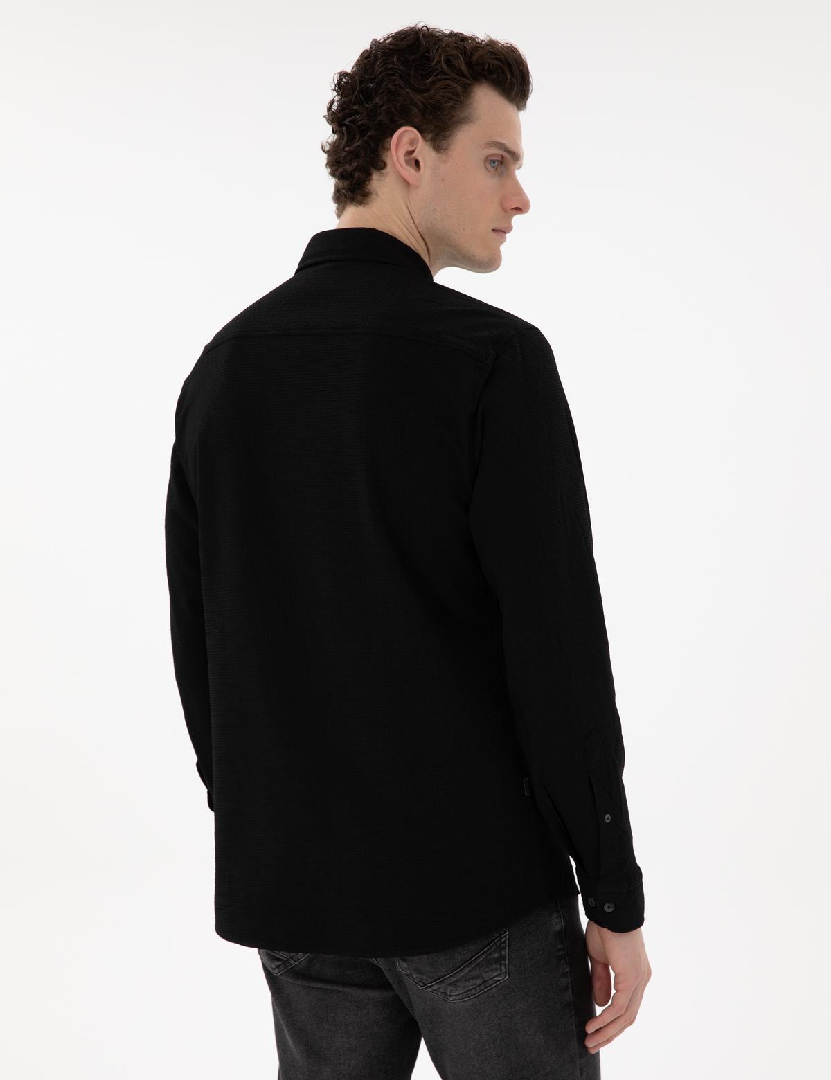 Siyah Slim Fit Uzun Kollu Gömlek - 50301583100