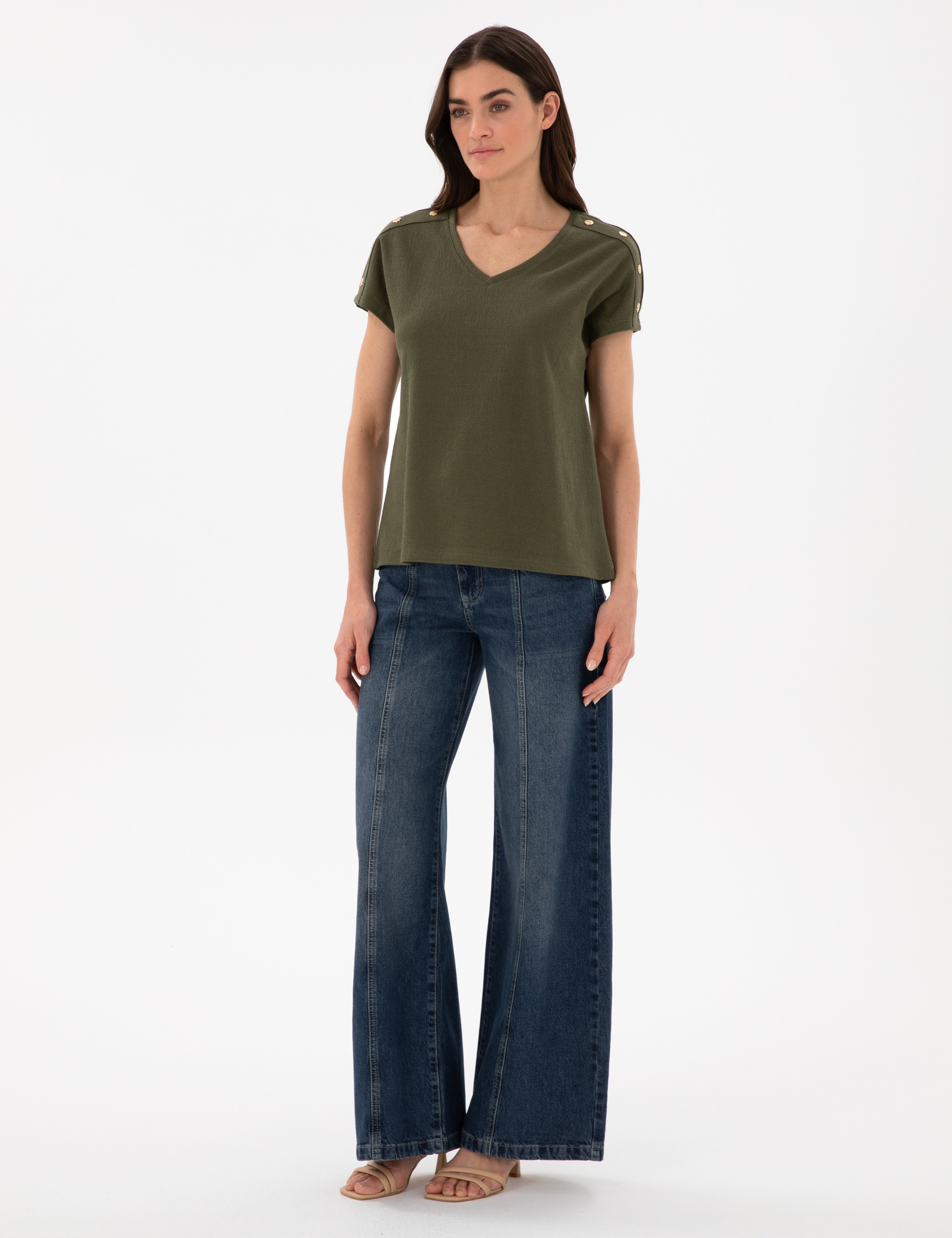 Haki Regular Fit Tişört - Image 4