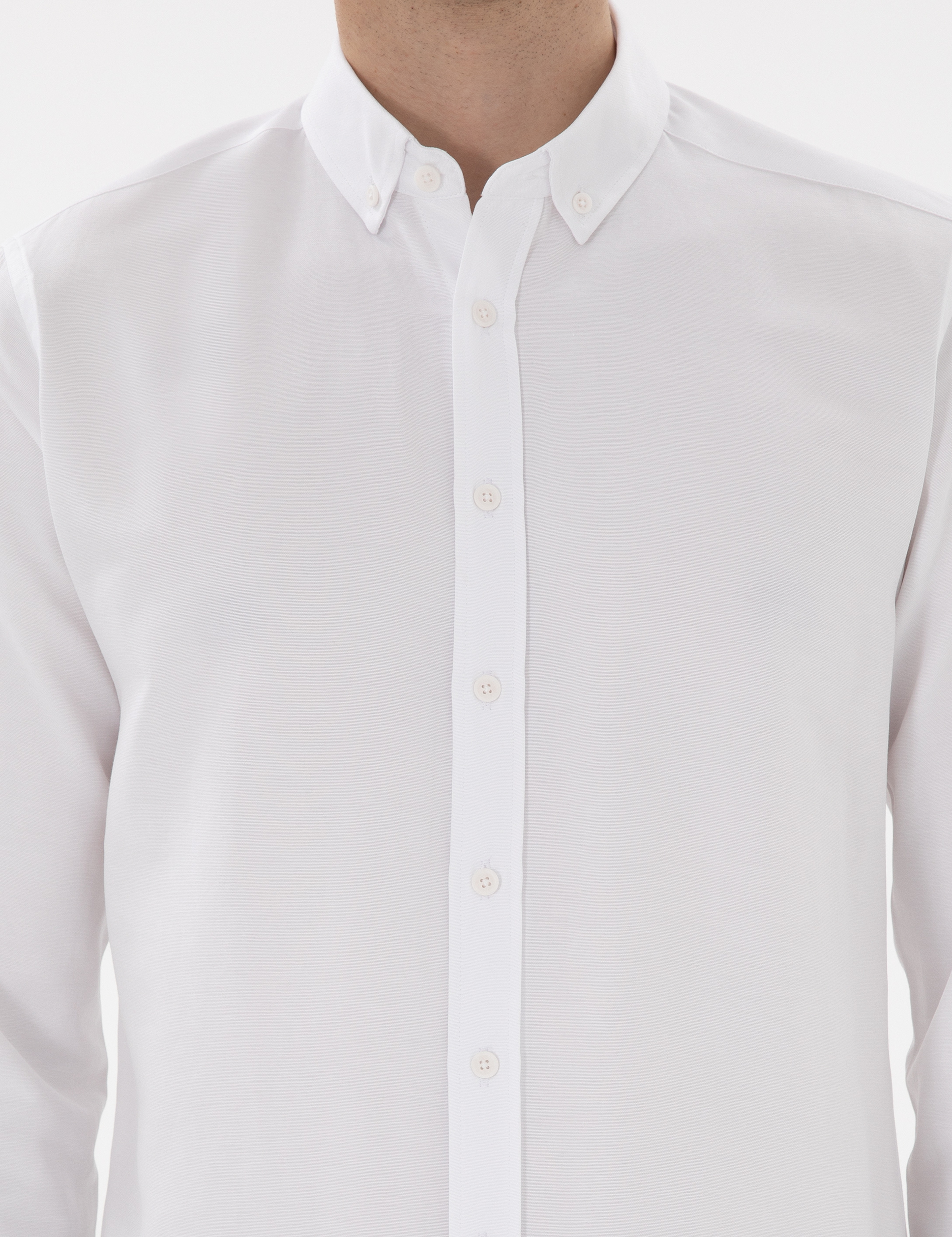 Beyaz Regular Fit Uzun Kollu Gömlek - Image 6