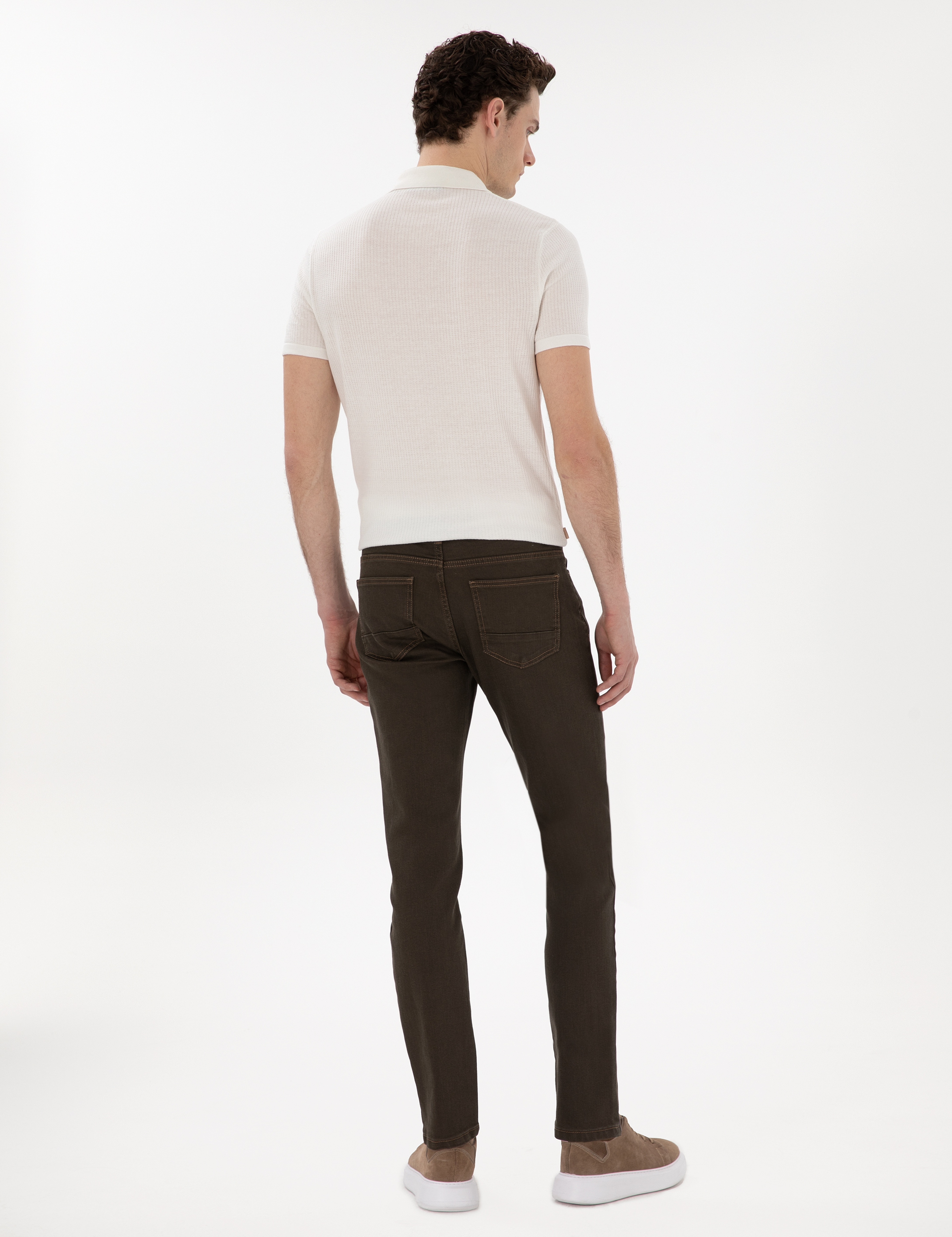 Kahverengi Slim Fit Jean Pantolon - Image 4