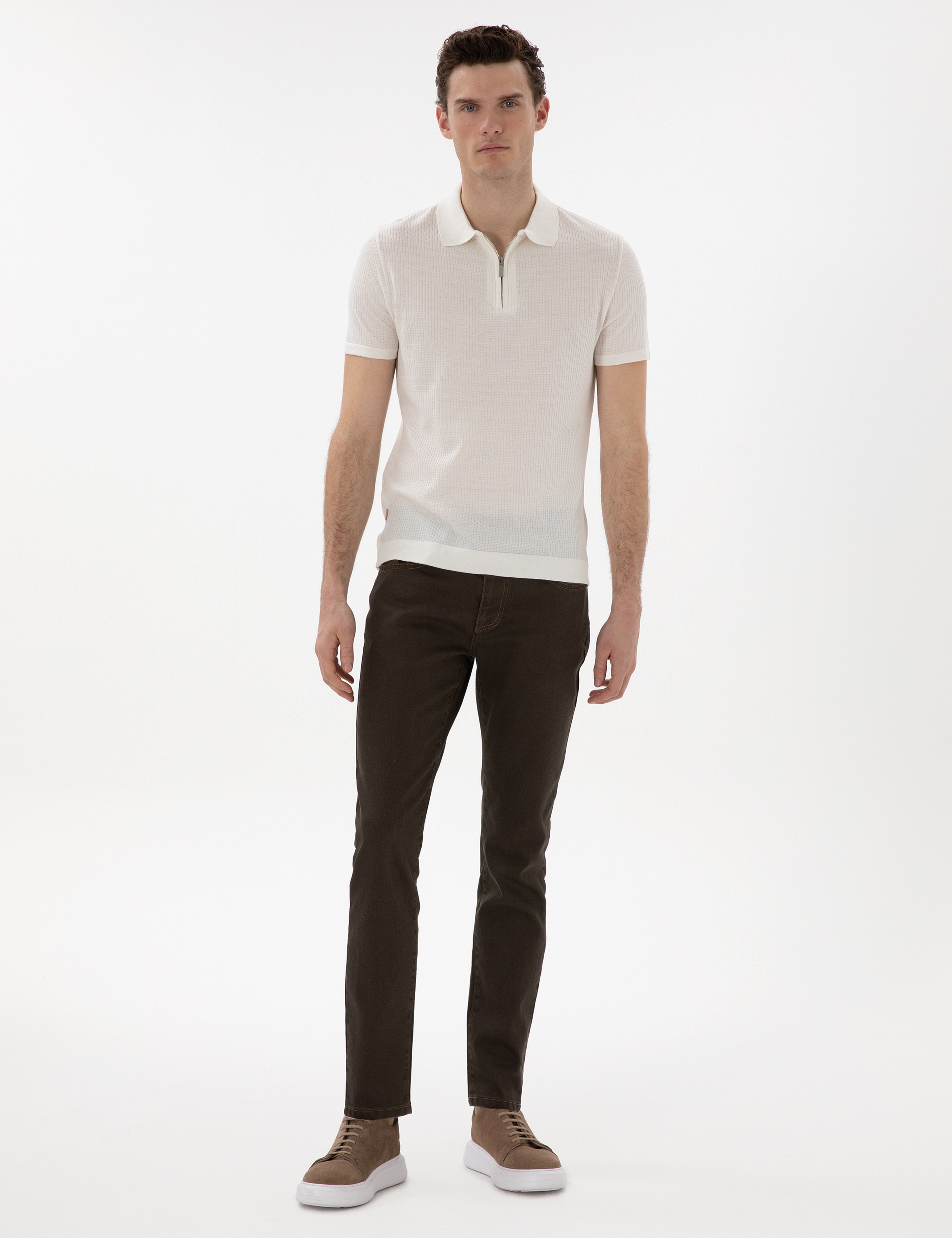 Kahverengi Slim Fit Jean Pantolon - Image 3