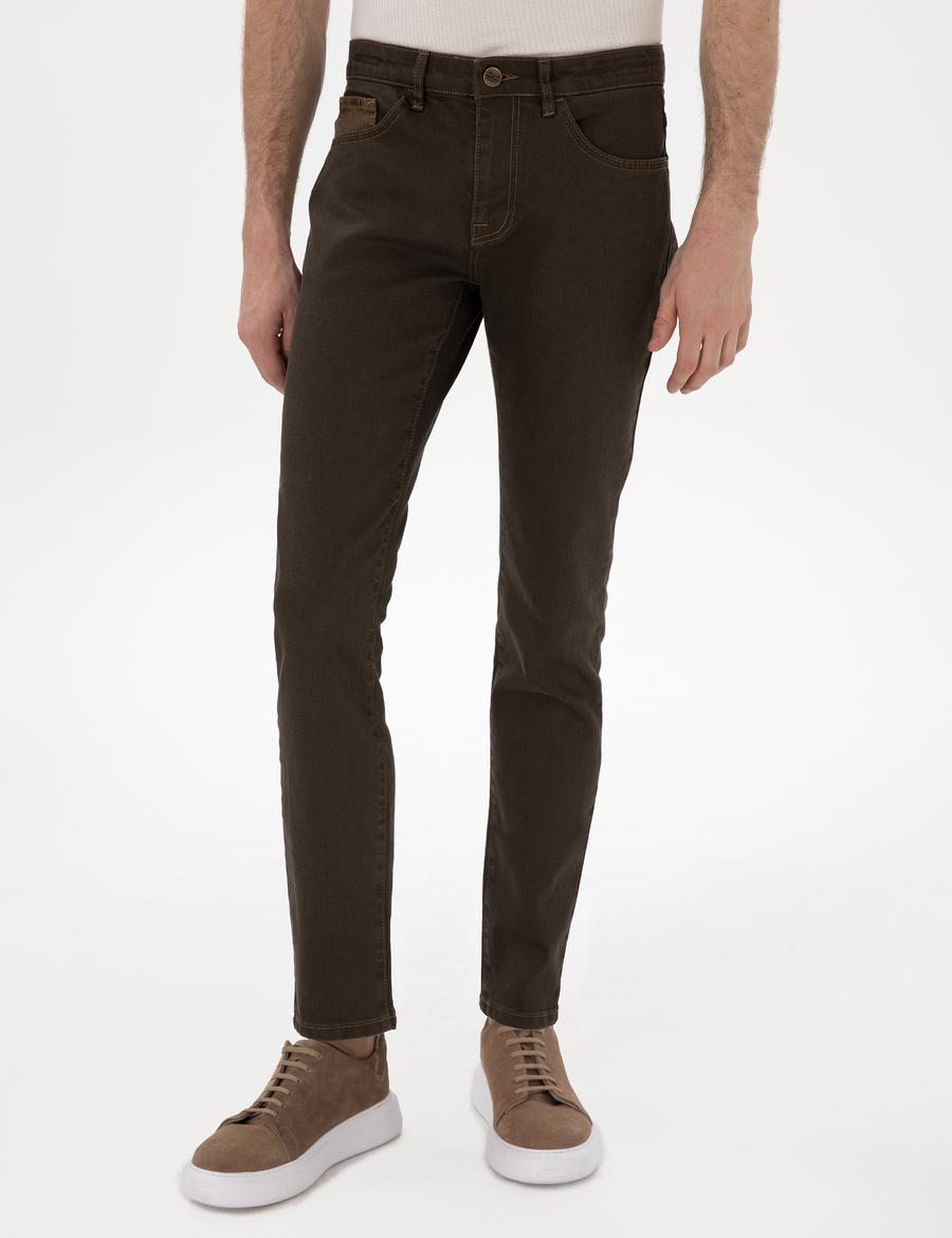 Kahverengi Slim Fit Jean Pantolon