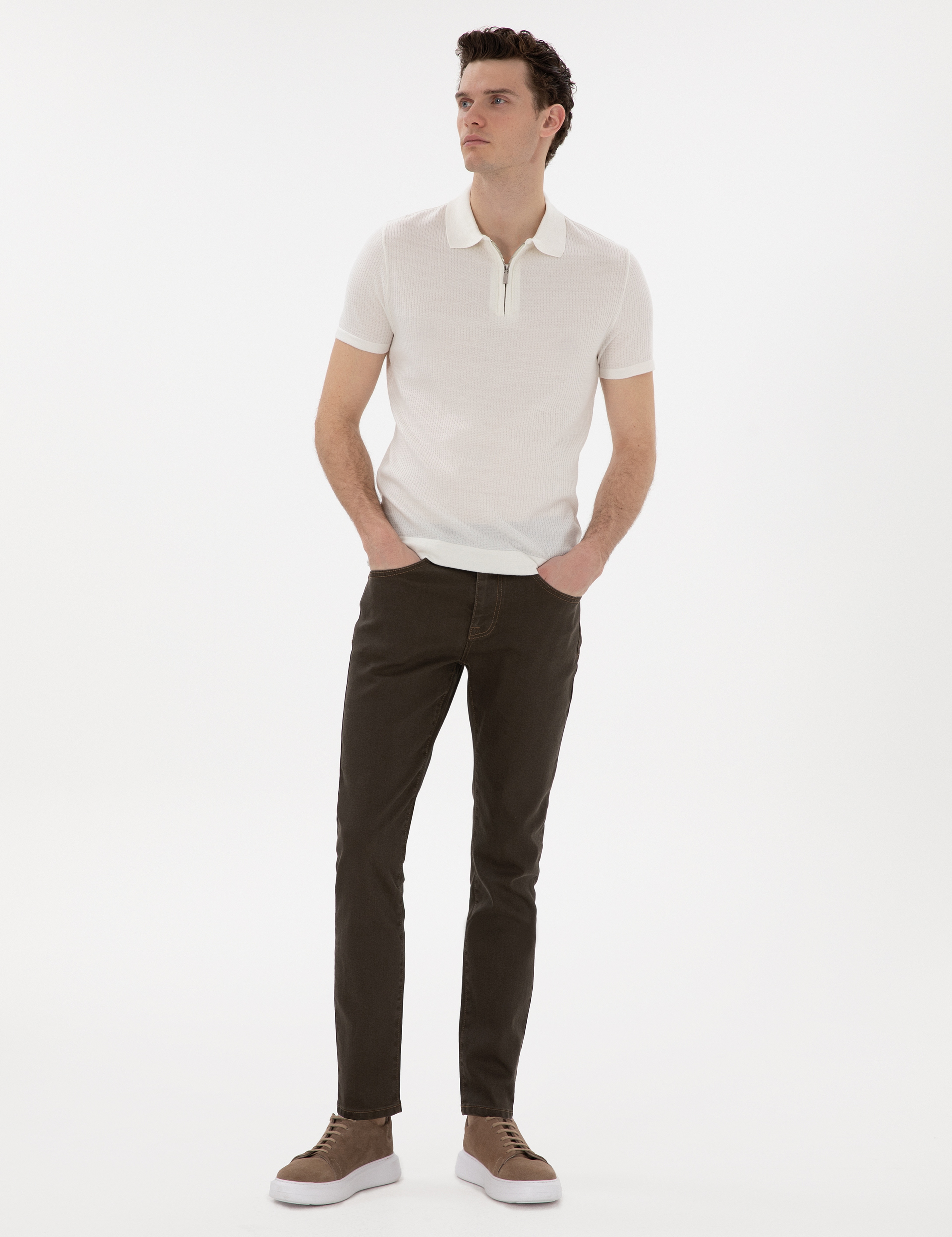 Kahverengi Slim Fit Jean Pantolon - Image 1
