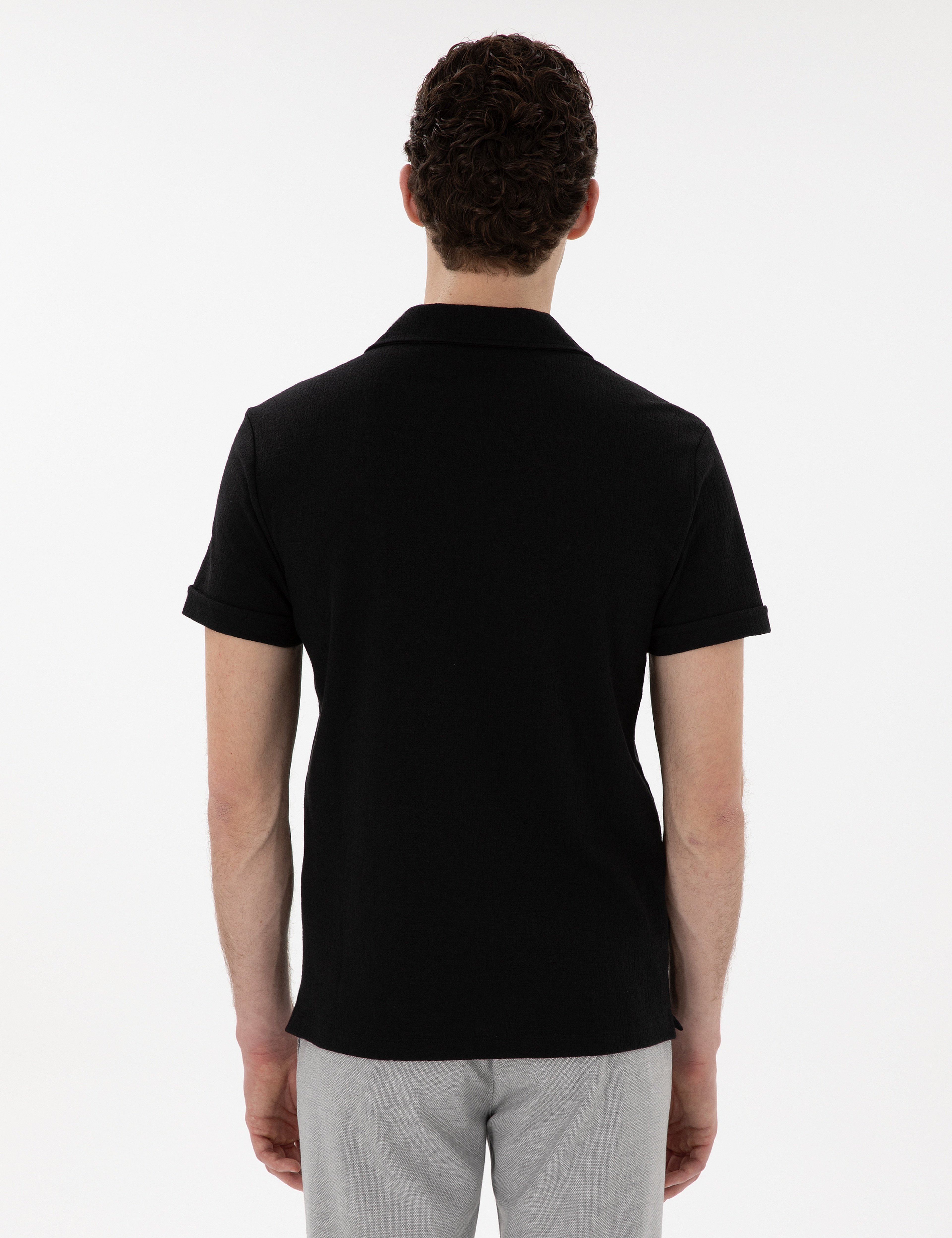 Siyah Slim Fit Tişört - Image 5