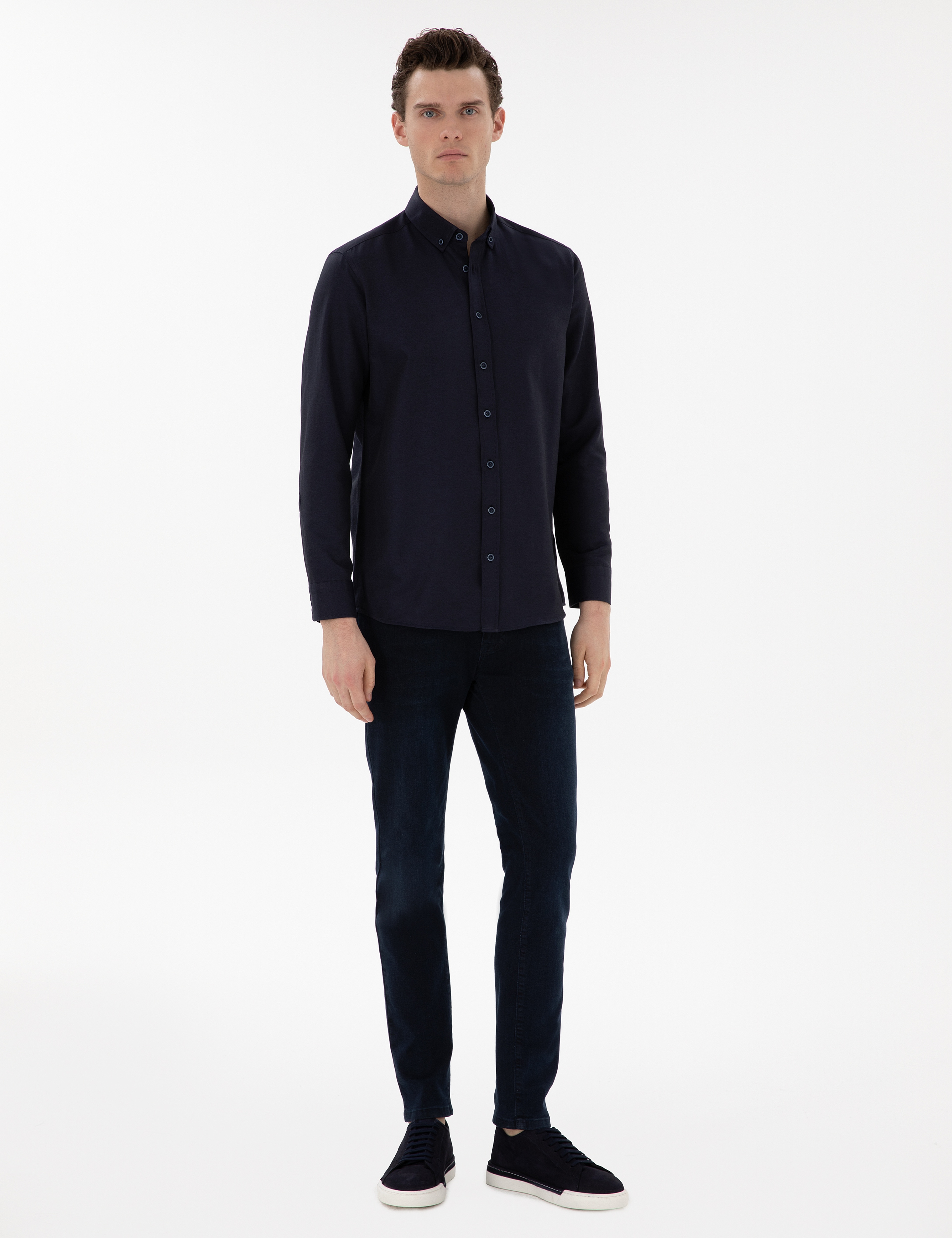 Lacivert Regular Fit Uzun Kollu Gömlek - Image 4