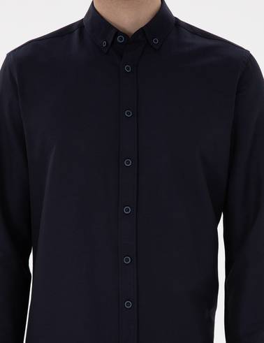 Lacivert Regular Fit Uzun Kollu Gömlek