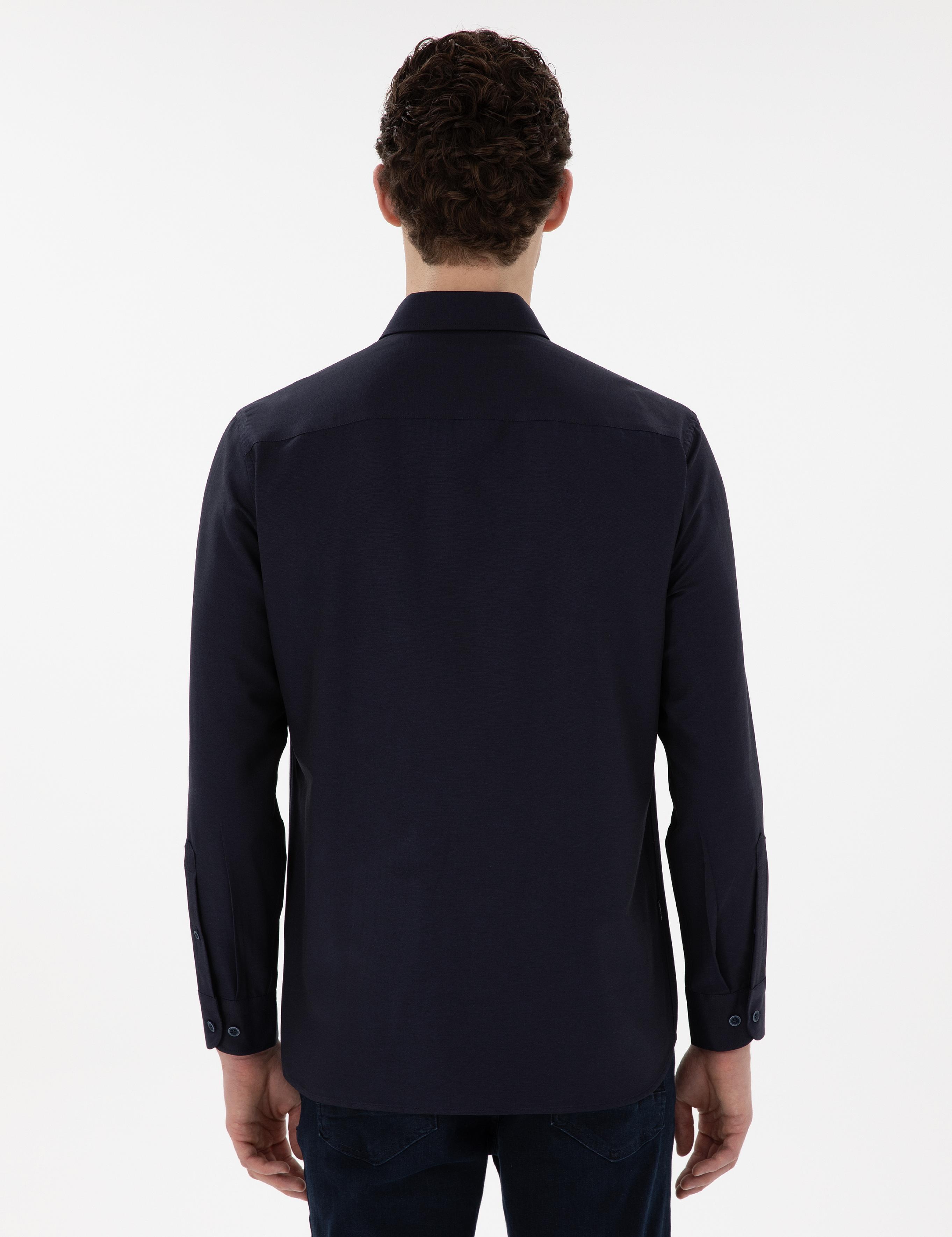 Lacivert Regular Fit Uzun Kollu Gömlek