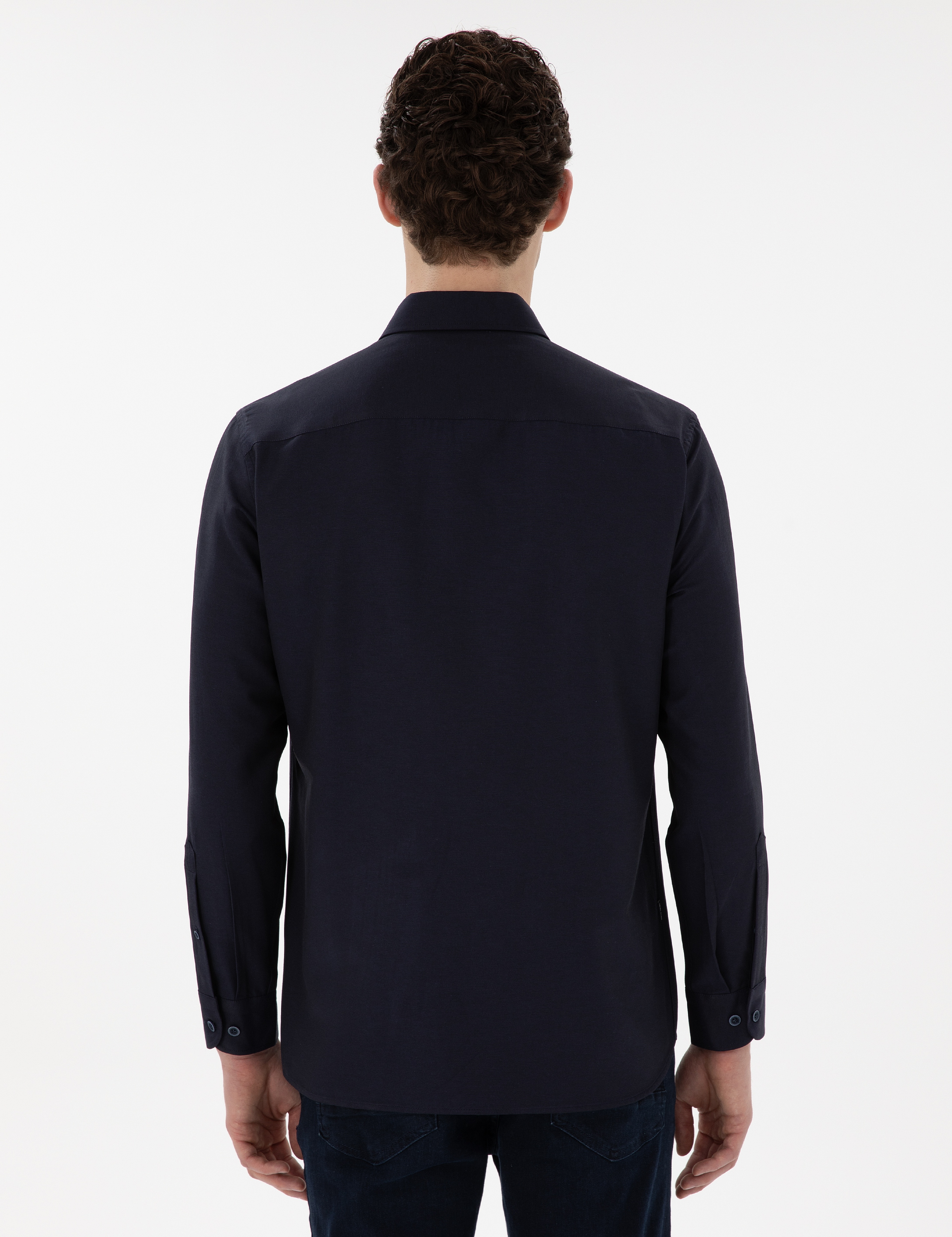 Lacivert Regular Fit Uzun Kollu Gömlek - Image 5