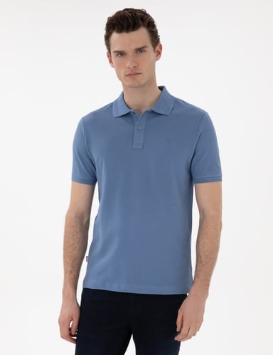 Mavi Slim Fit %100 Pamuk Kıvrılmaz Düğmeli Polo Yaka Basic Tişört
