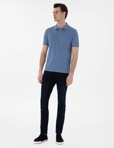 Mavi Slim Fit Kıvrılmaz Polo Yaka Basic Tişört