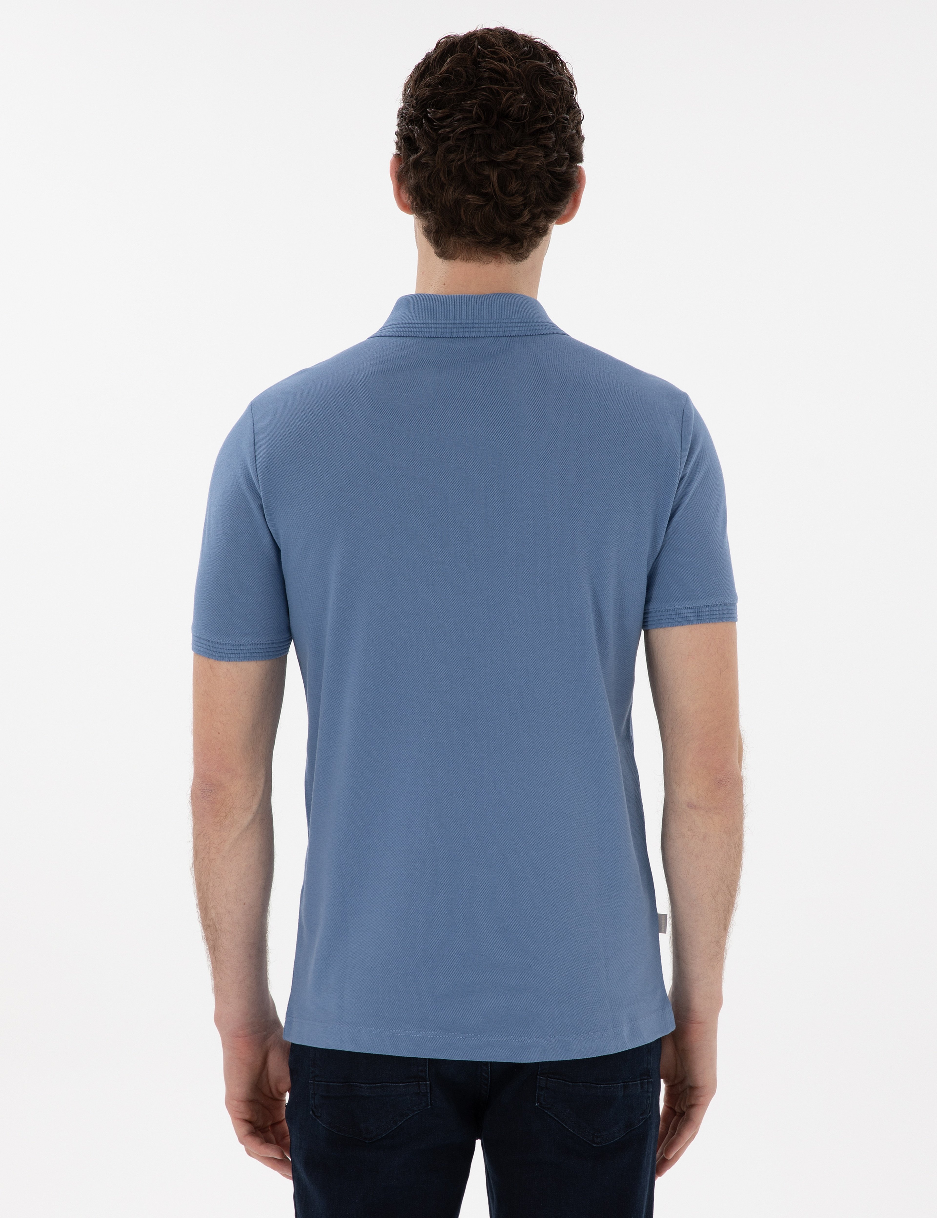 Mavi Slim Fit Kıvrılmaz Polo Yaka Basic Tişört - Image 5