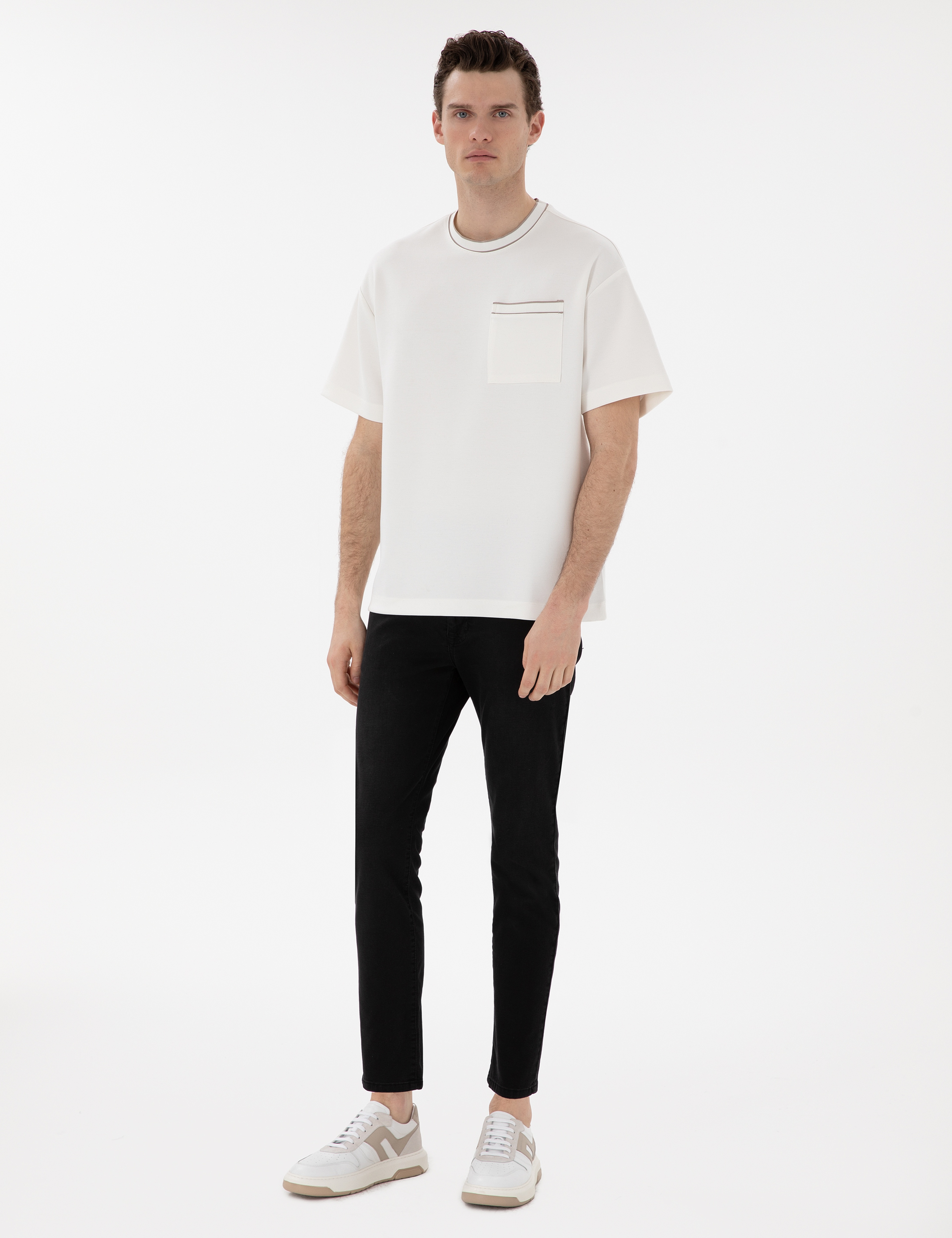Ekru Comfort Fit Tişört - Image 4