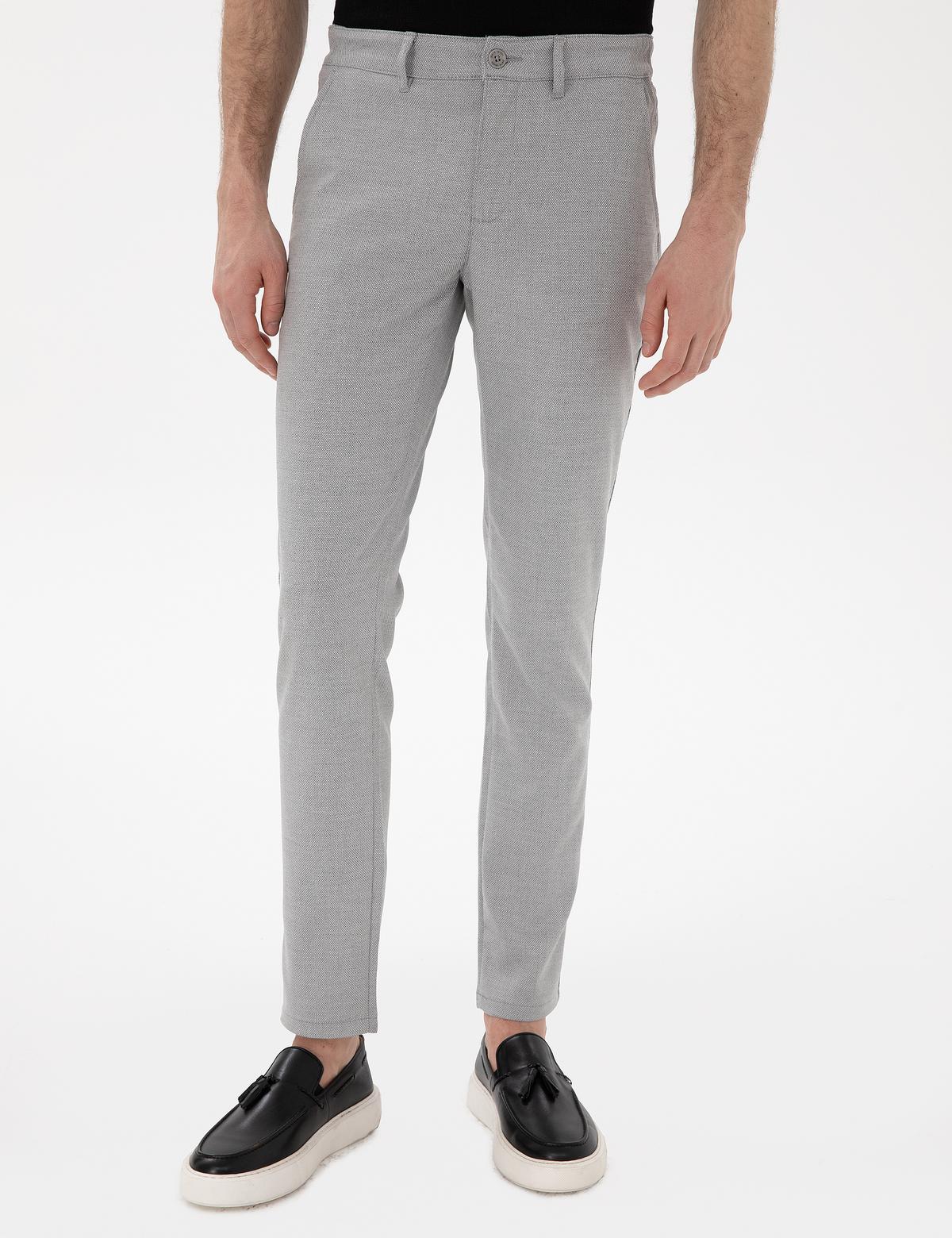 Gri Slim Fit Yazlık Kanvas Pantolon - 50301803090