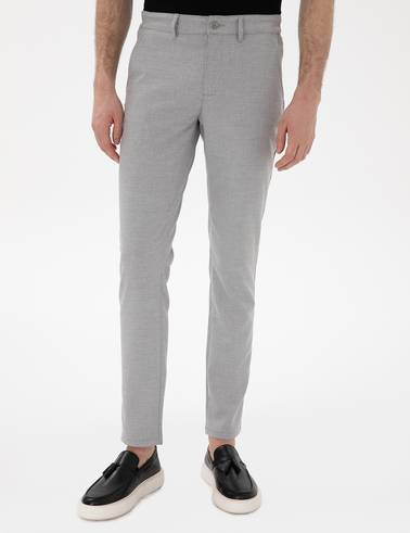 Gri Slim Fit Yazlık Kanvas Pantolon