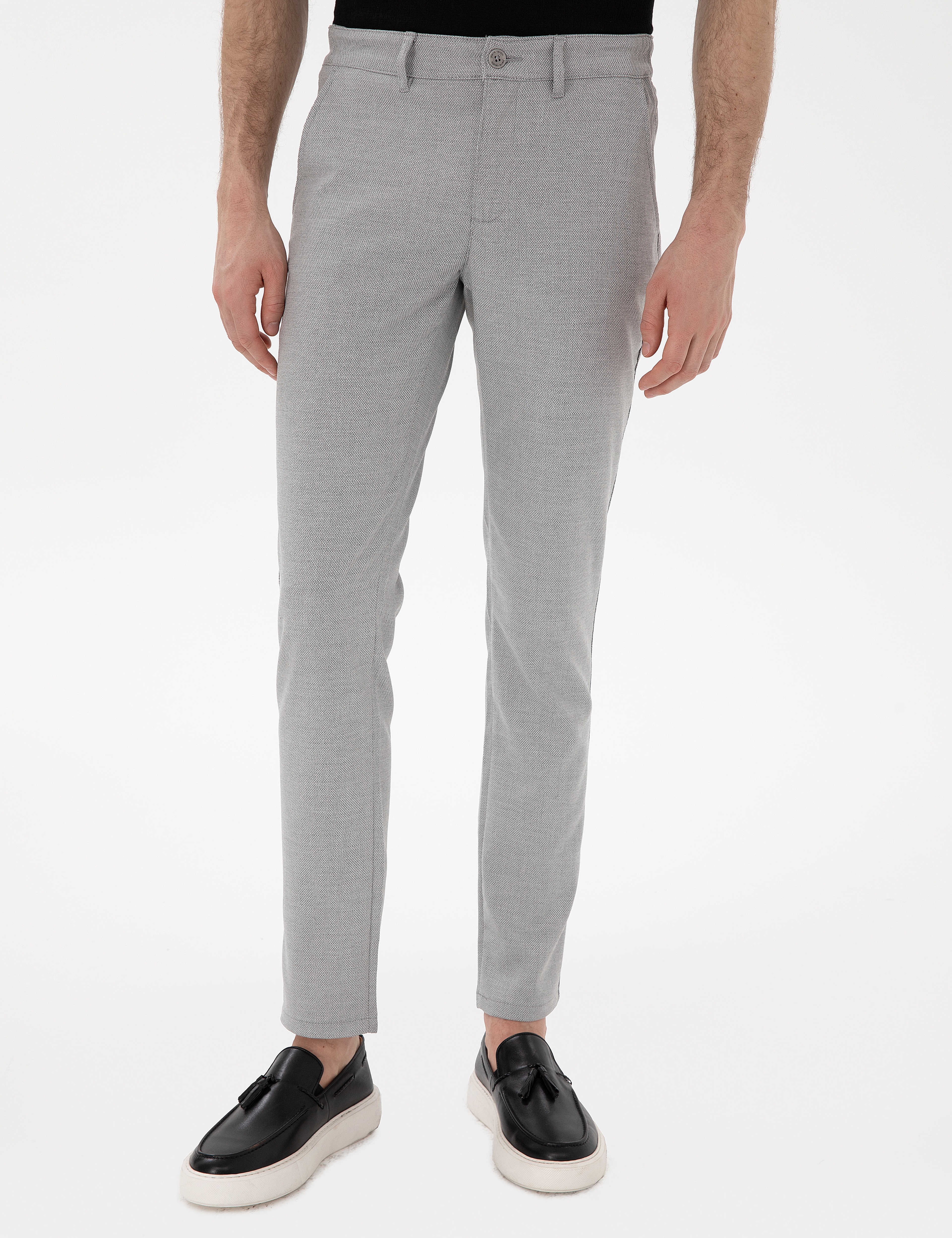 Gri Slim Fit Yazlık Kanvas Pantolon - Image 2