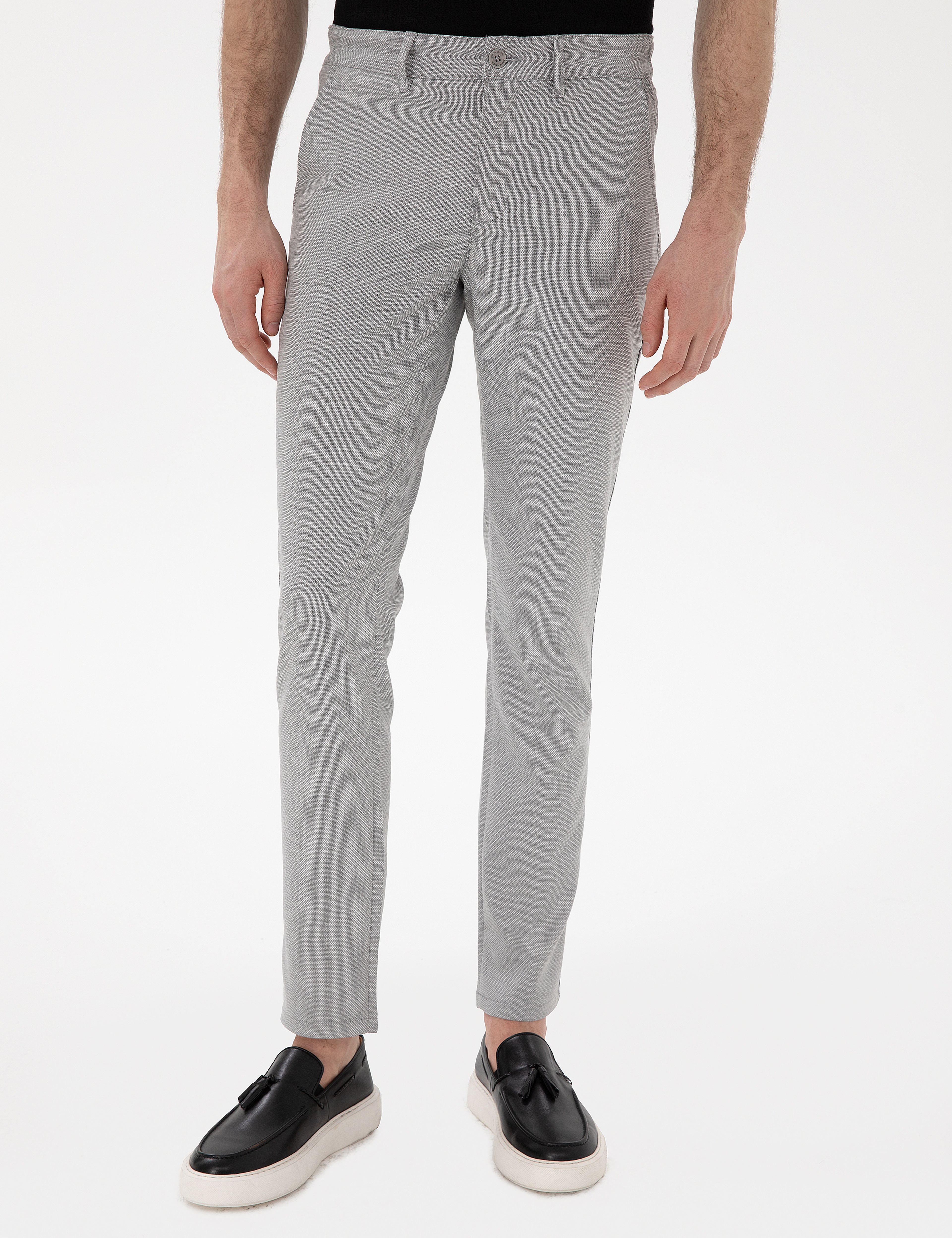 Gri Slim Fit Yazlık Kanvas Pantolon