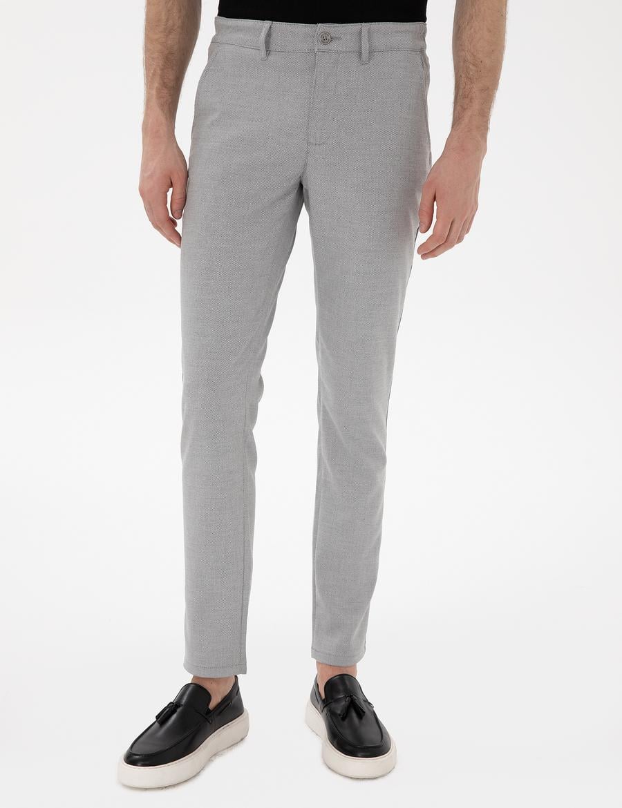 Gri Slim Fit Yazlık Kanvas Pantolon