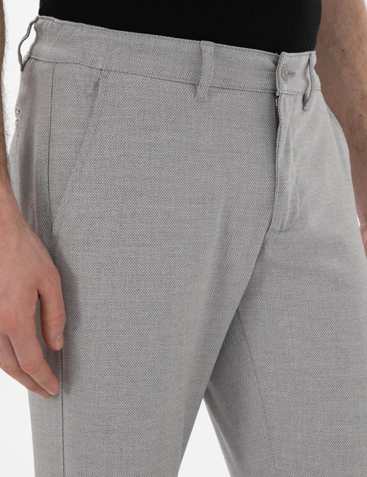 Gri Slim Fit Yazlık Kanvas Pantolon - 50301803090