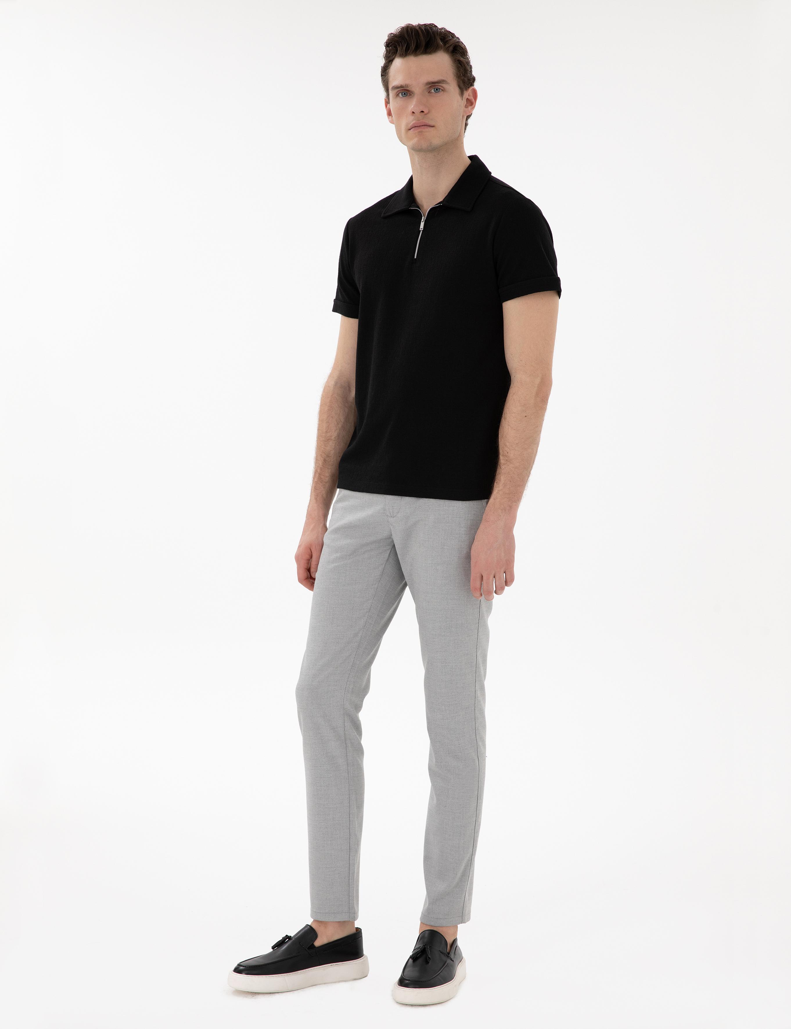 Gri Slim Fit Yazlık Kanvas Pantolon