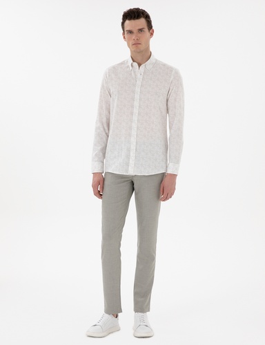 Haki Slim Fit Yazlık Kanvas Pantolon