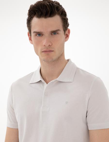 Açık Gri Slim Fit %100 Pamuk Polo Yaka Basic Tişört - 50306448025