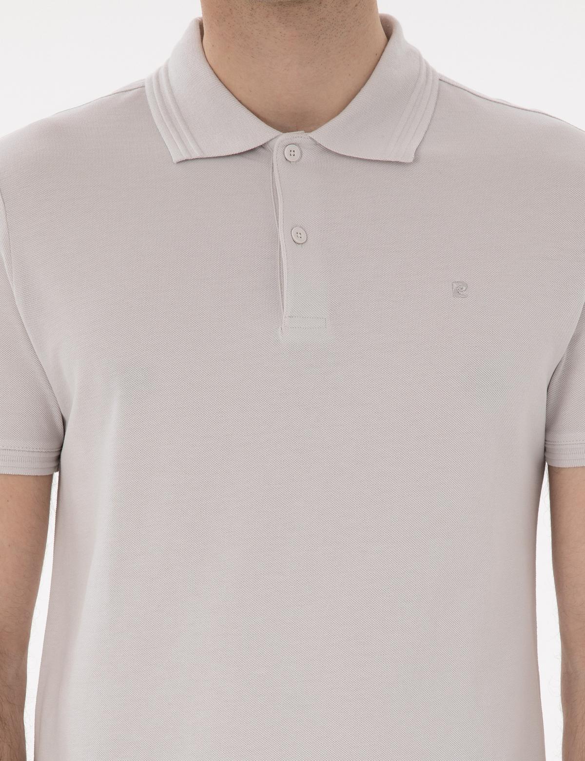 Açık Gri Slim Fit %100 Pamuk Polo Yaka Basic Tişört - 50306448025