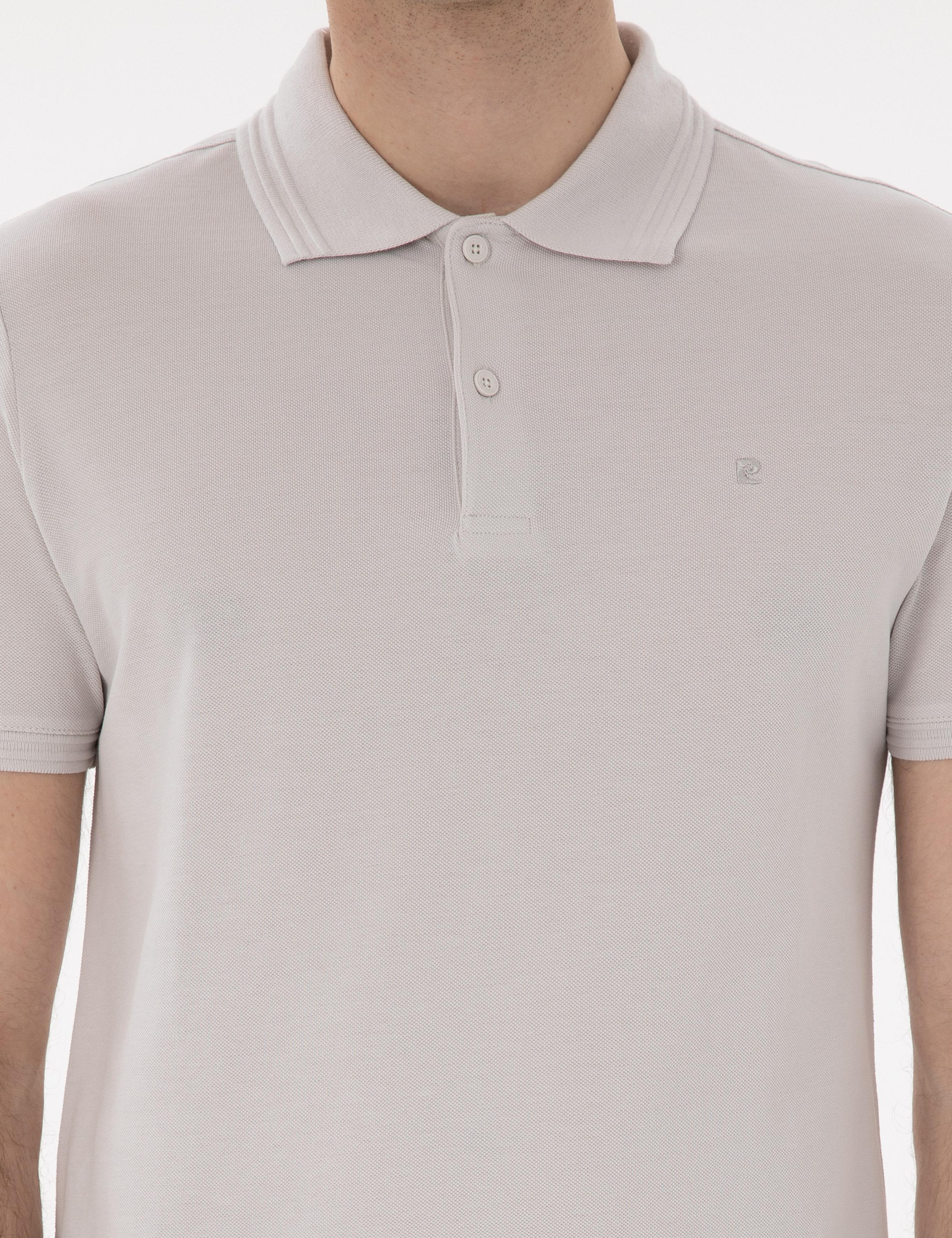 Açık Gri Slim Fit %100 Pamuk Polo Yaka Basic Tişört