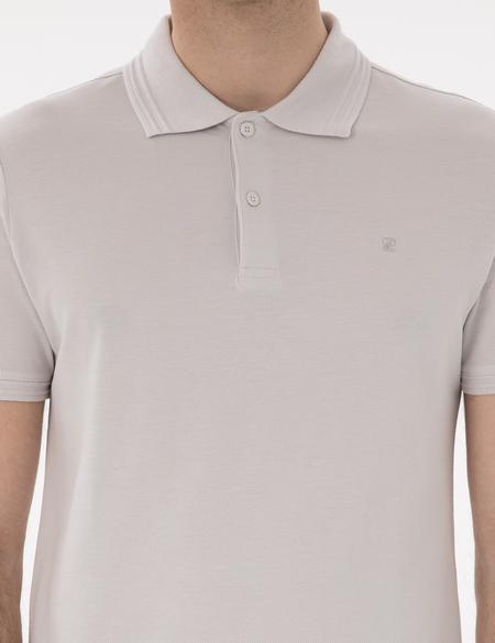 Açık Gri Slim Fit %100 Pamuk Polo Yaka Basic Tişört - 50306448025