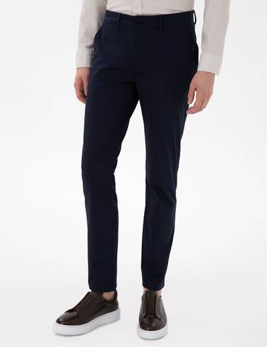Lacivert Slim Fit Yazlık Kanvas Pantolon