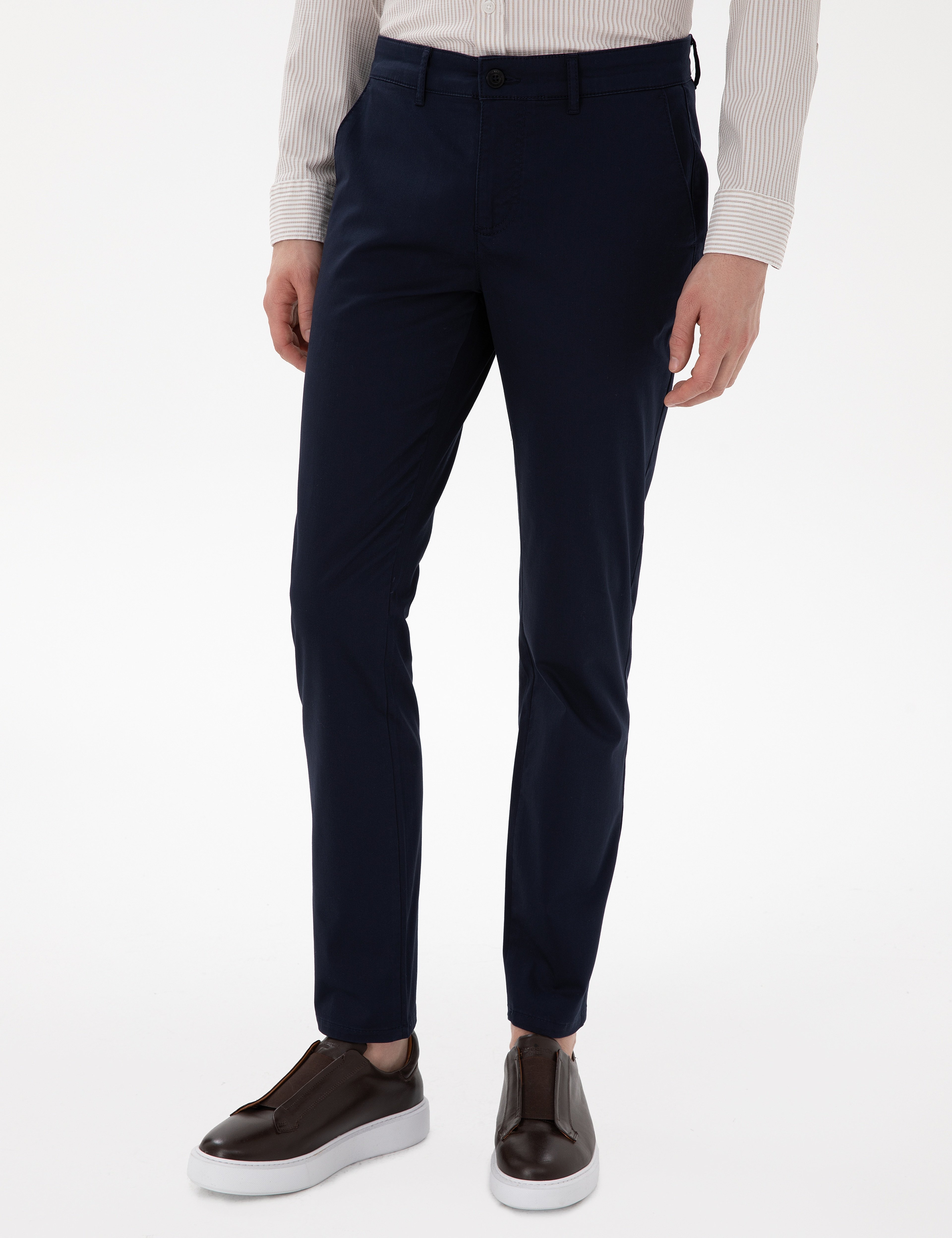 Lacivert Slim Fit Yazlık Kanvas Pantolon