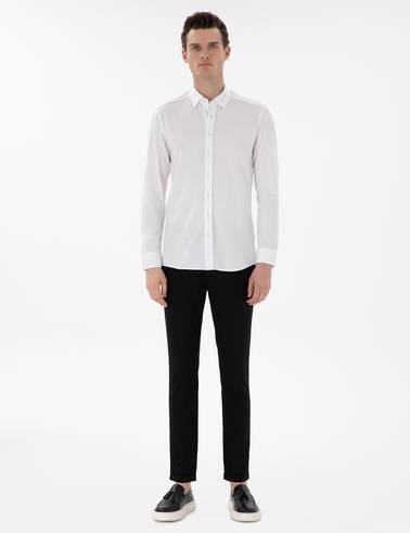 Beyaz Slim Fit Uzun Kollu Gömlek