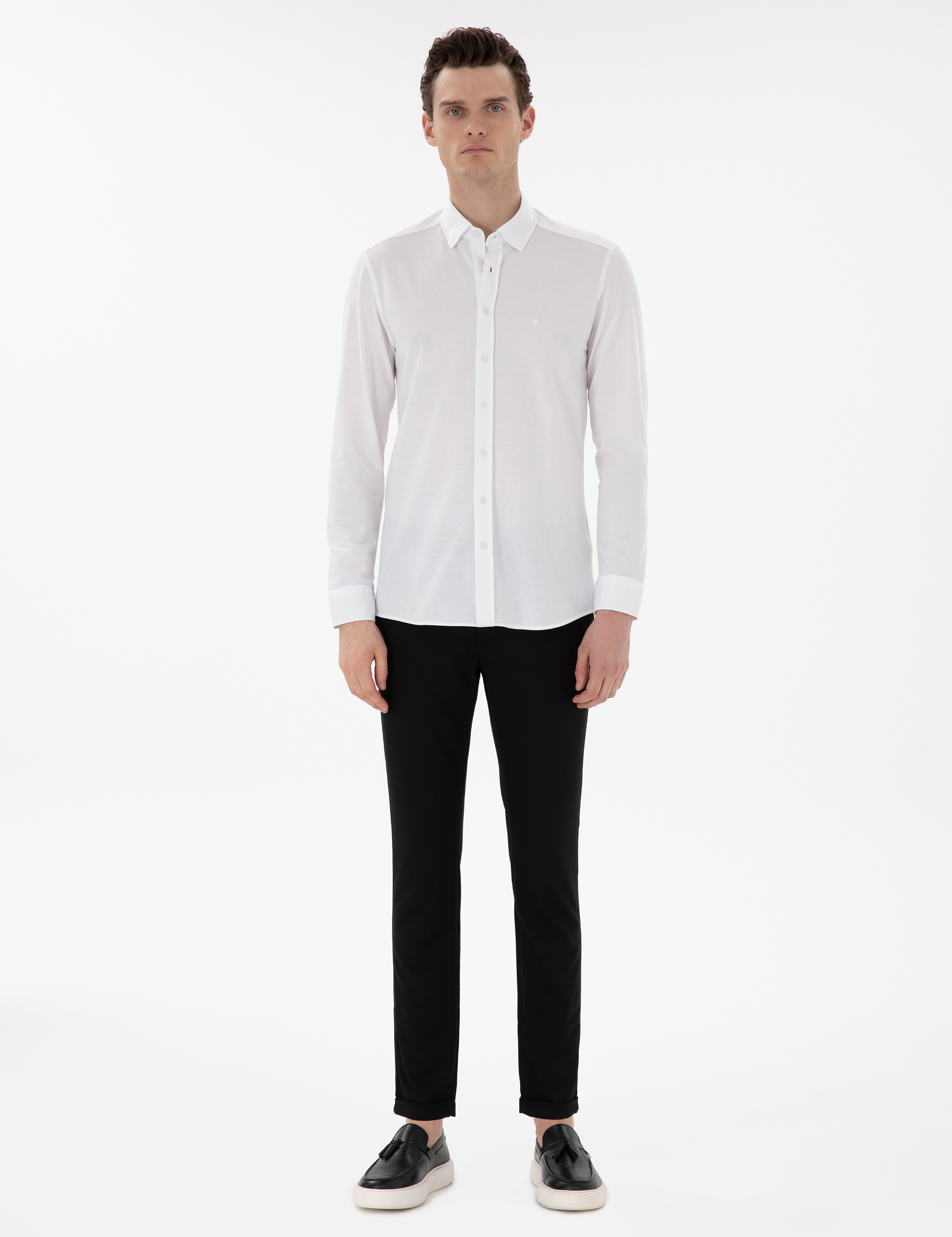 Beyaz Slim Fit Uzun Kollu Gömlek - Image 4