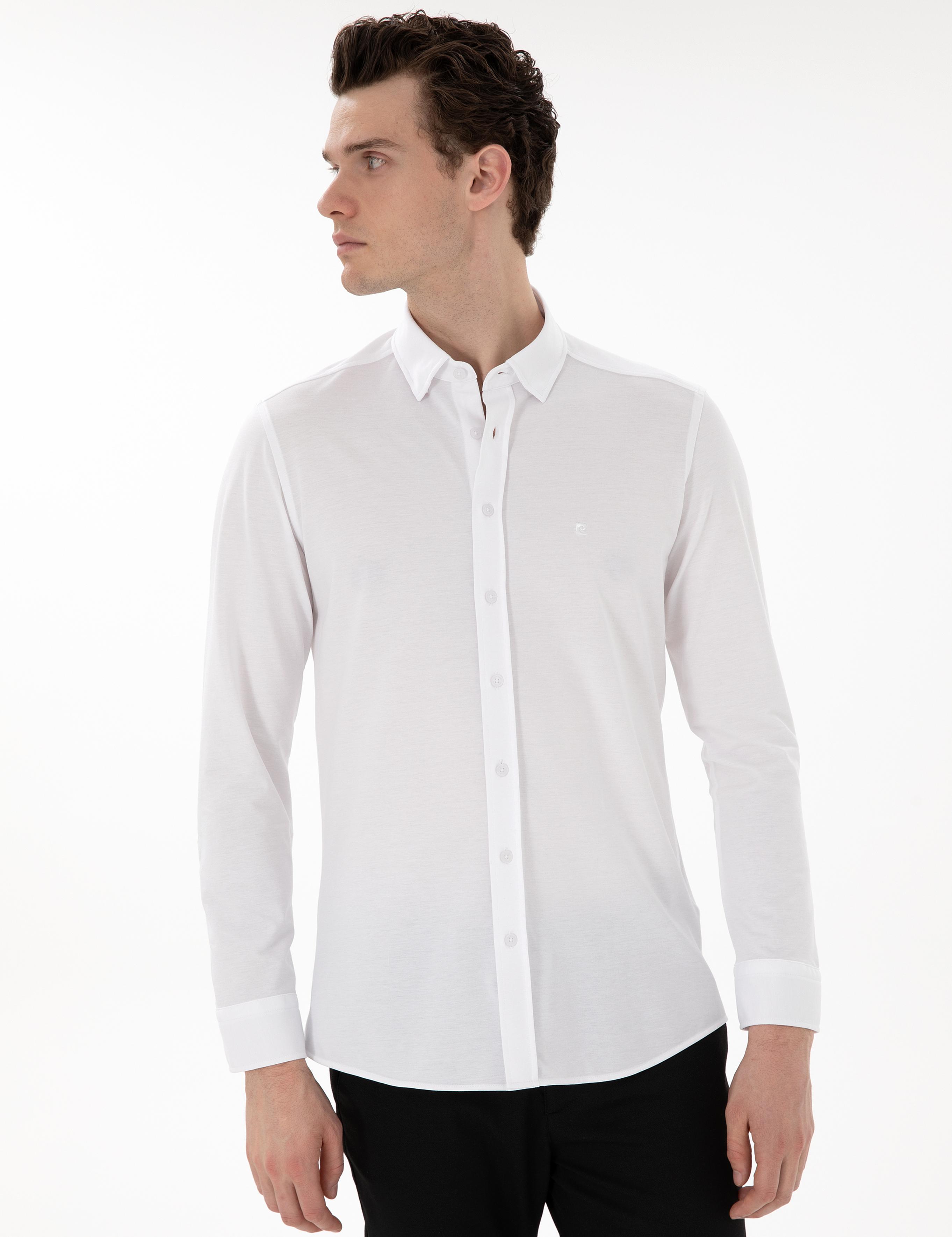 Beyaz Slim Fit Uzun Kollu Gömlek