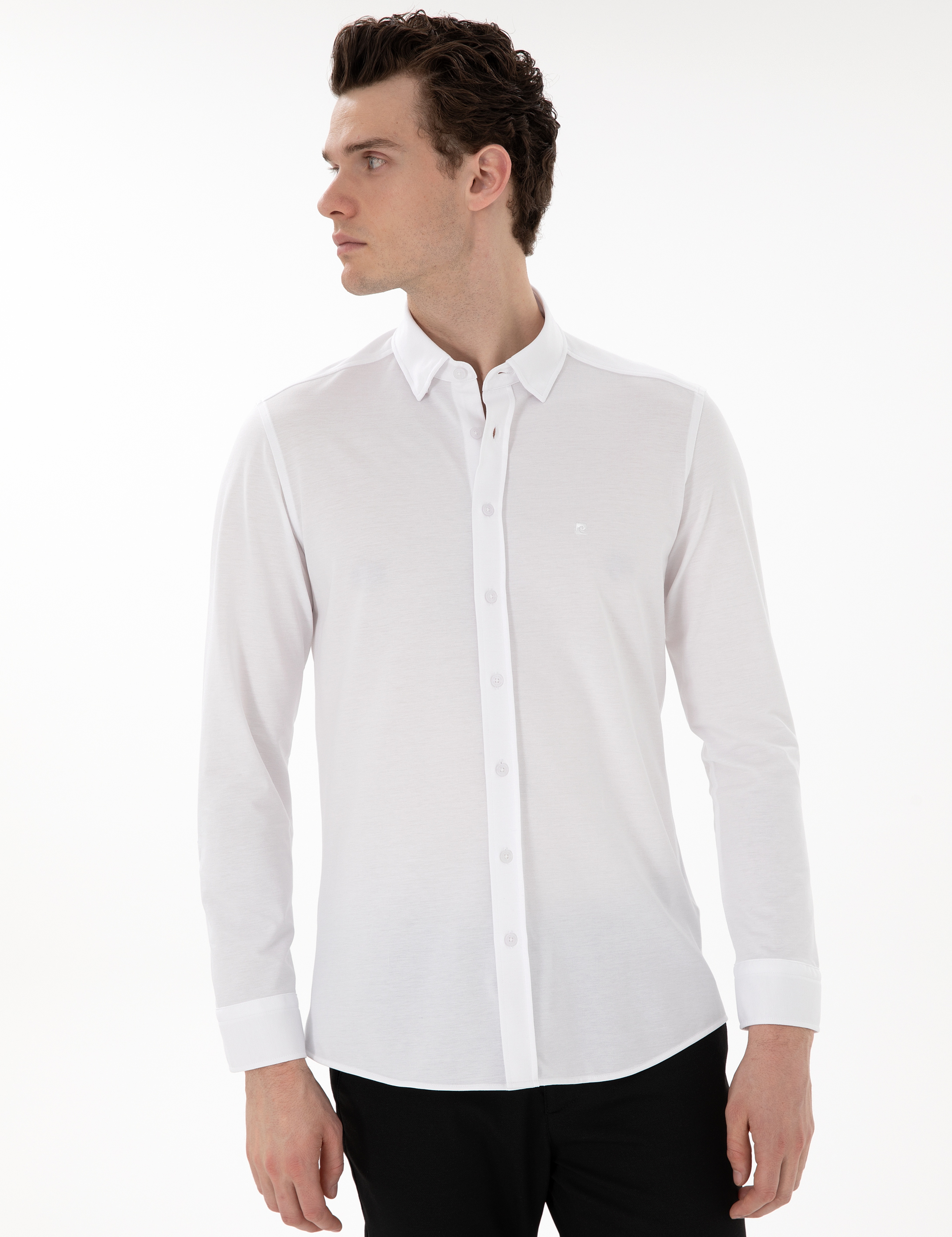 Beyaz Slim Fit Uzun Kollu Gömlek - Image 3