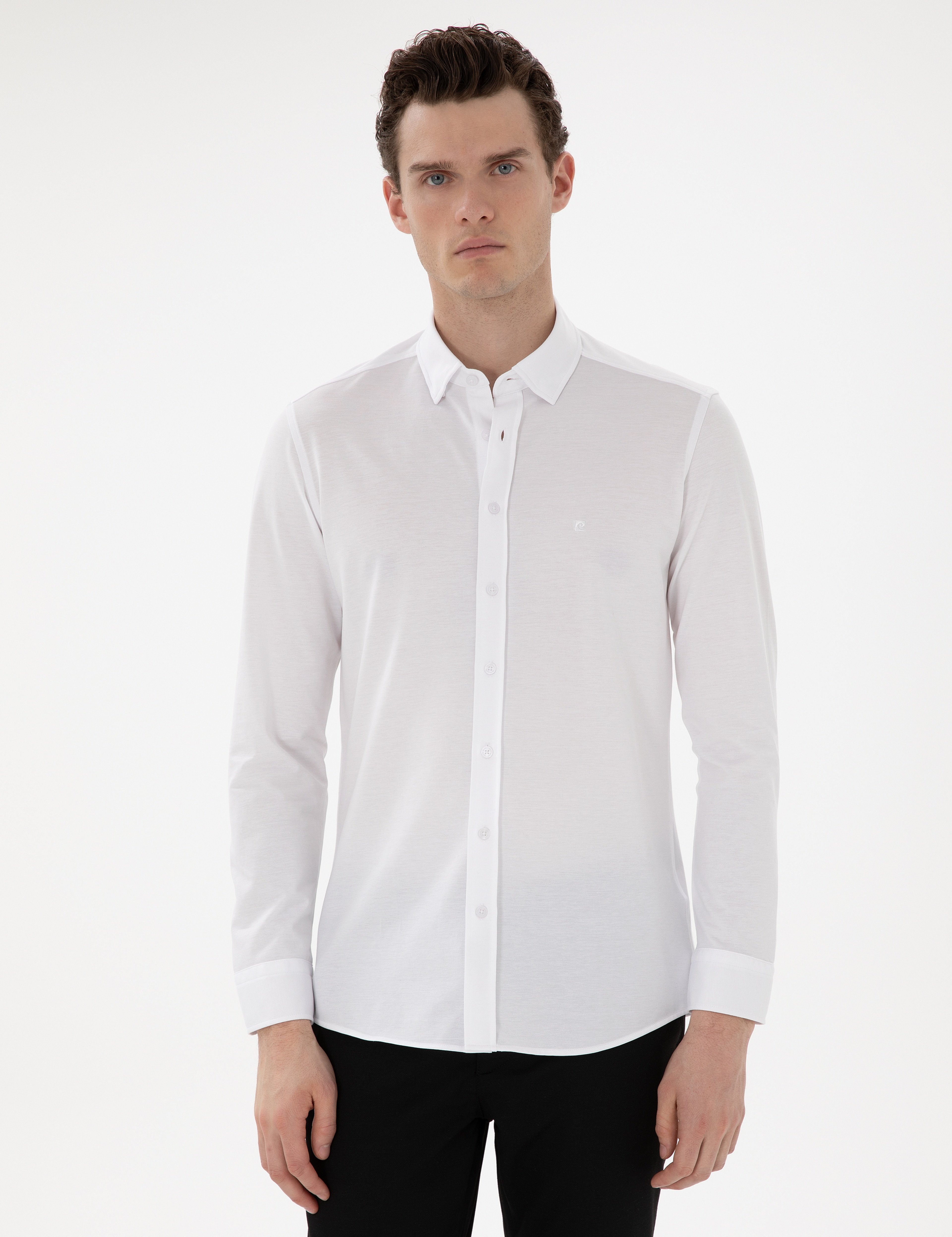 Beyaz Slim Fit Uzun Kollu Gömlek - Image 1