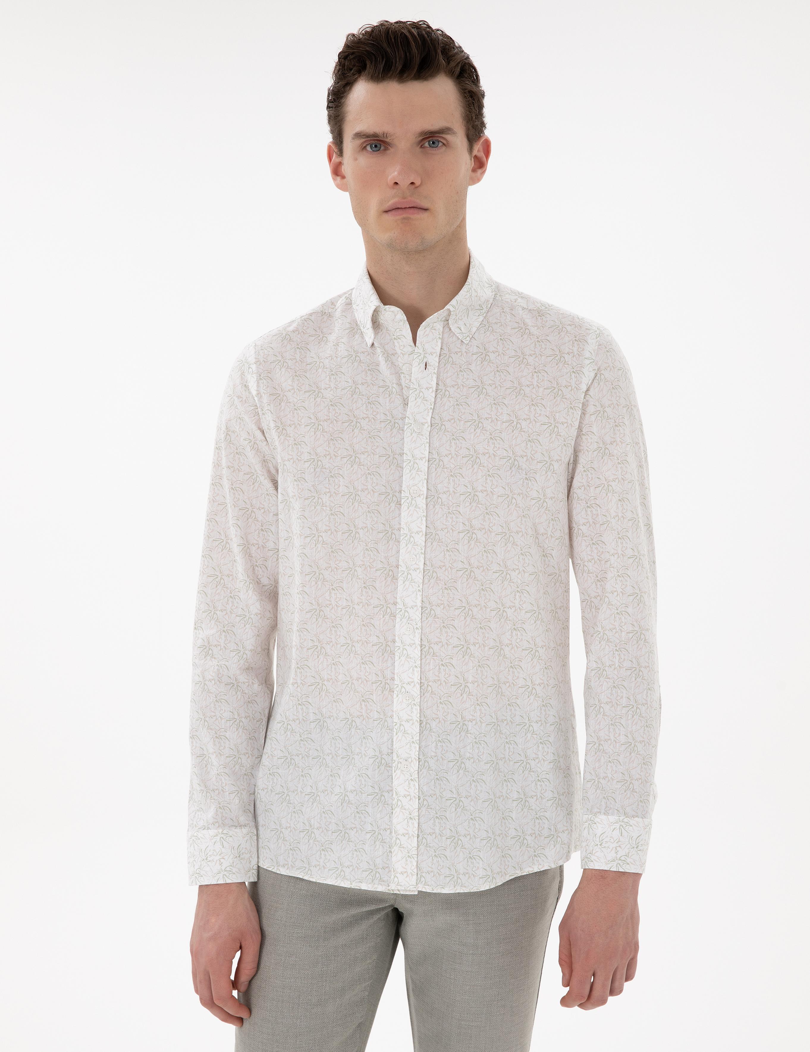 Haki Slim Fit Uzun Kollu Gömlek